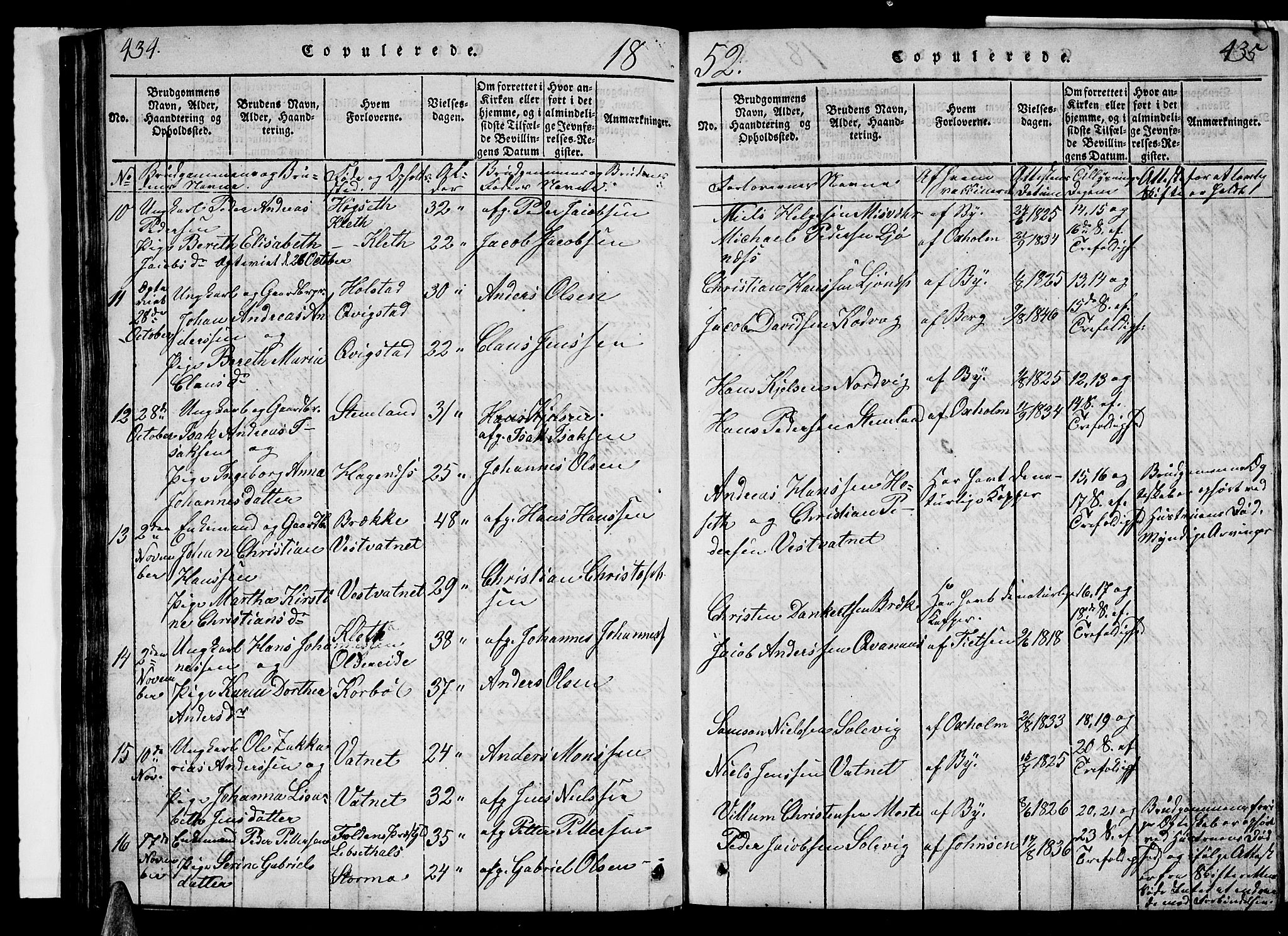 Ministerialprotokoller, klokkerbøker og fødselsregistre - Nordland, SAT/A-1459/852/L0752: Parish register (copy) no. 852C03, 1840-1855, p. 434-435