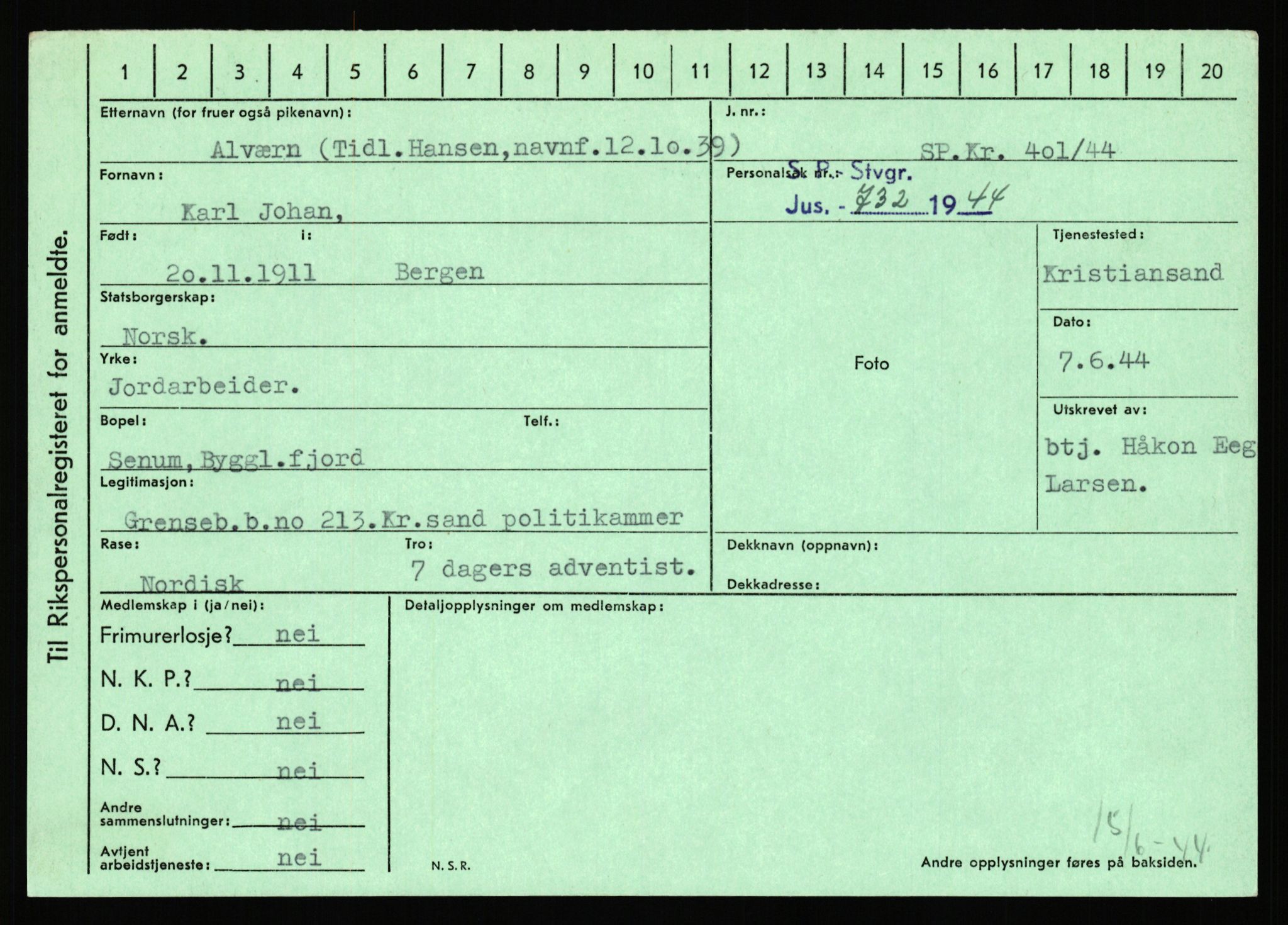 Statspolitiet - Hovedkontoret / Osloavdelingen, AV/RA-S-1329/C/Ca/L0001: Aabakken - Armann, 1943-1945, p. 1583