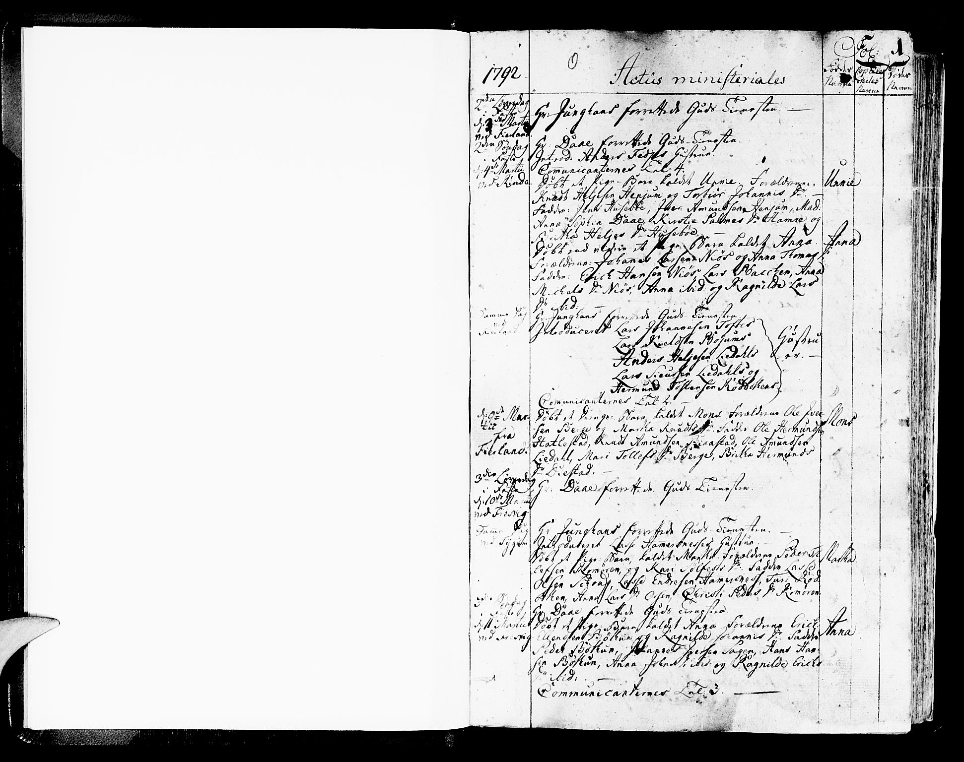 Leikanger sokneprestembete, SAB/A-81001: Parish register (official) no. A 5, 1792-1809, p. 1