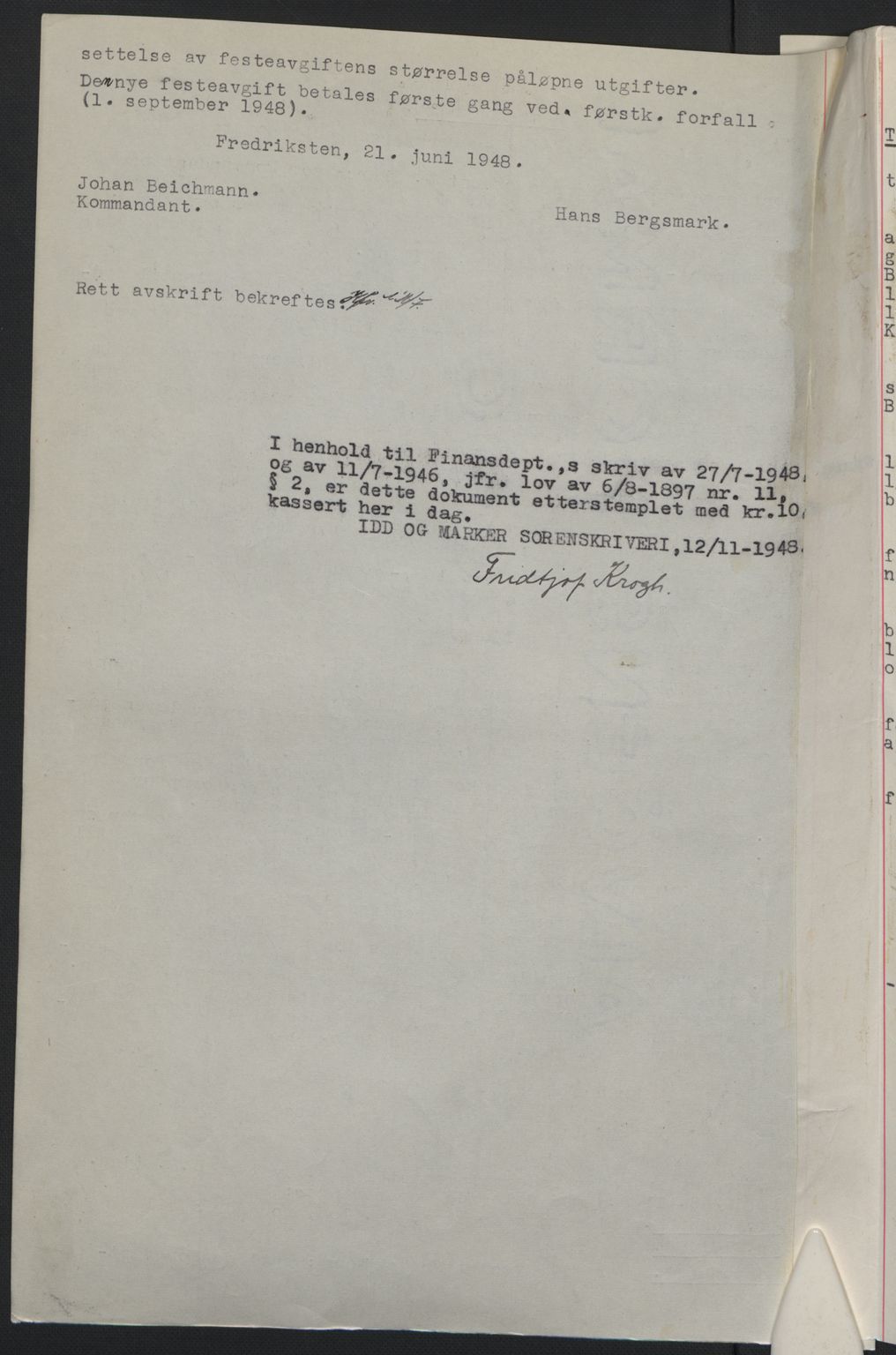 Idd og Marker sorenskriveri, SAO/A-10283/G/Gb/Gbb/L0011: Mortgage book no. A11, 1948-1949, Diary no: : 1787/1948