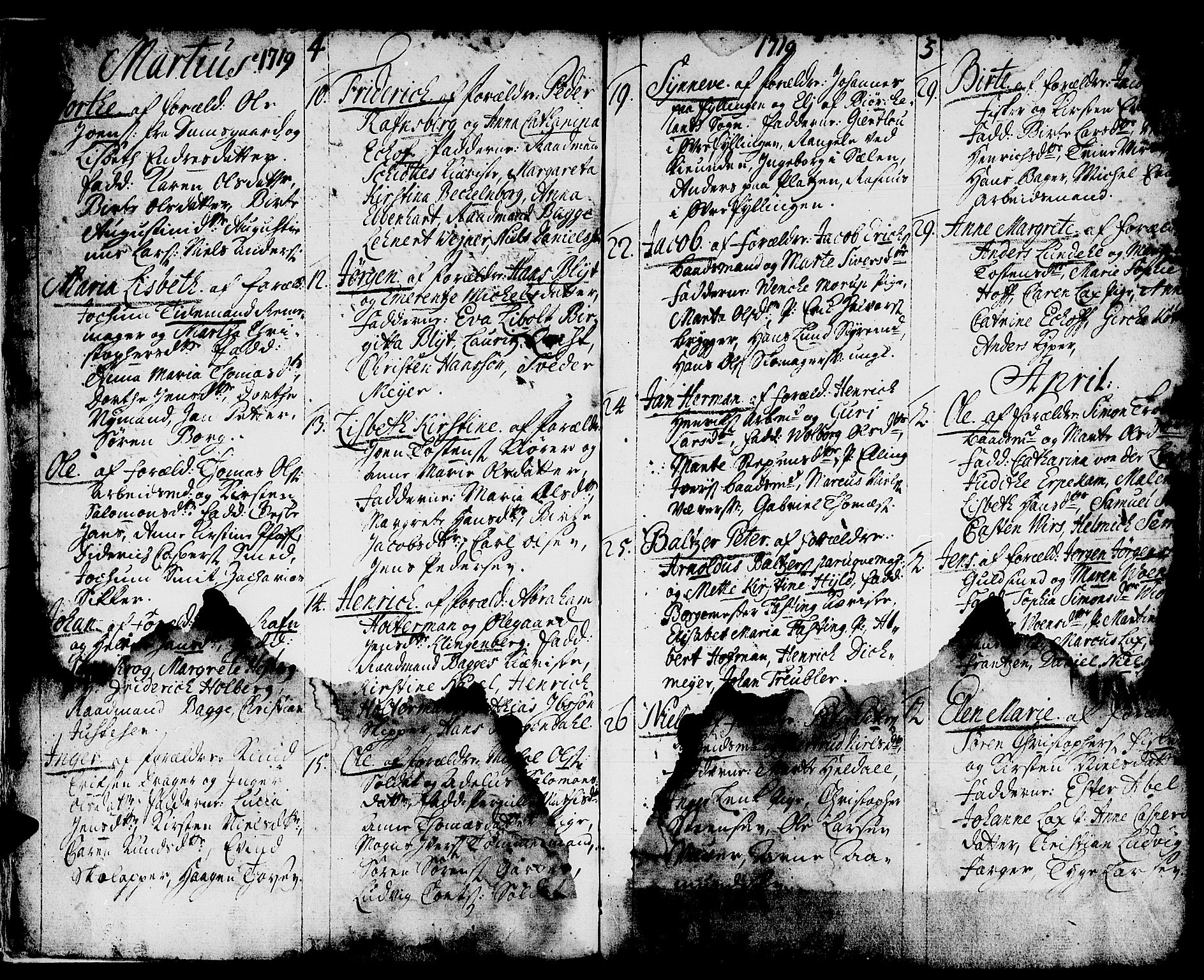 Domkirken sokneprestembete, AV/SAB-A-74801/H/Haa/L0001: Parish register (official) no. A 1, 1719-1732, p. 4-5