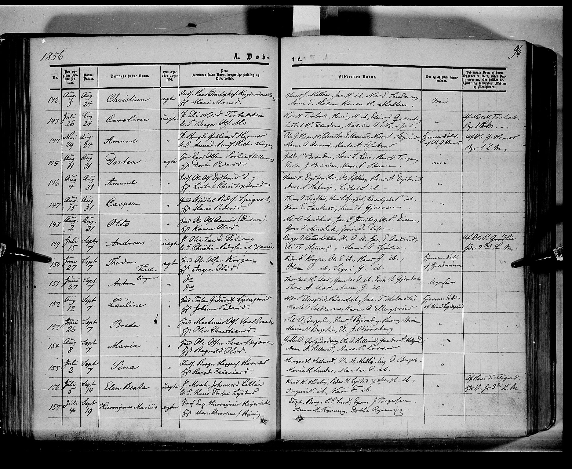 Sør-Odal prestekontor, SAH/PREST-030/H/Ha/Haa/L0001: Parish register (official) no. 1, 1849-1859, p. 96