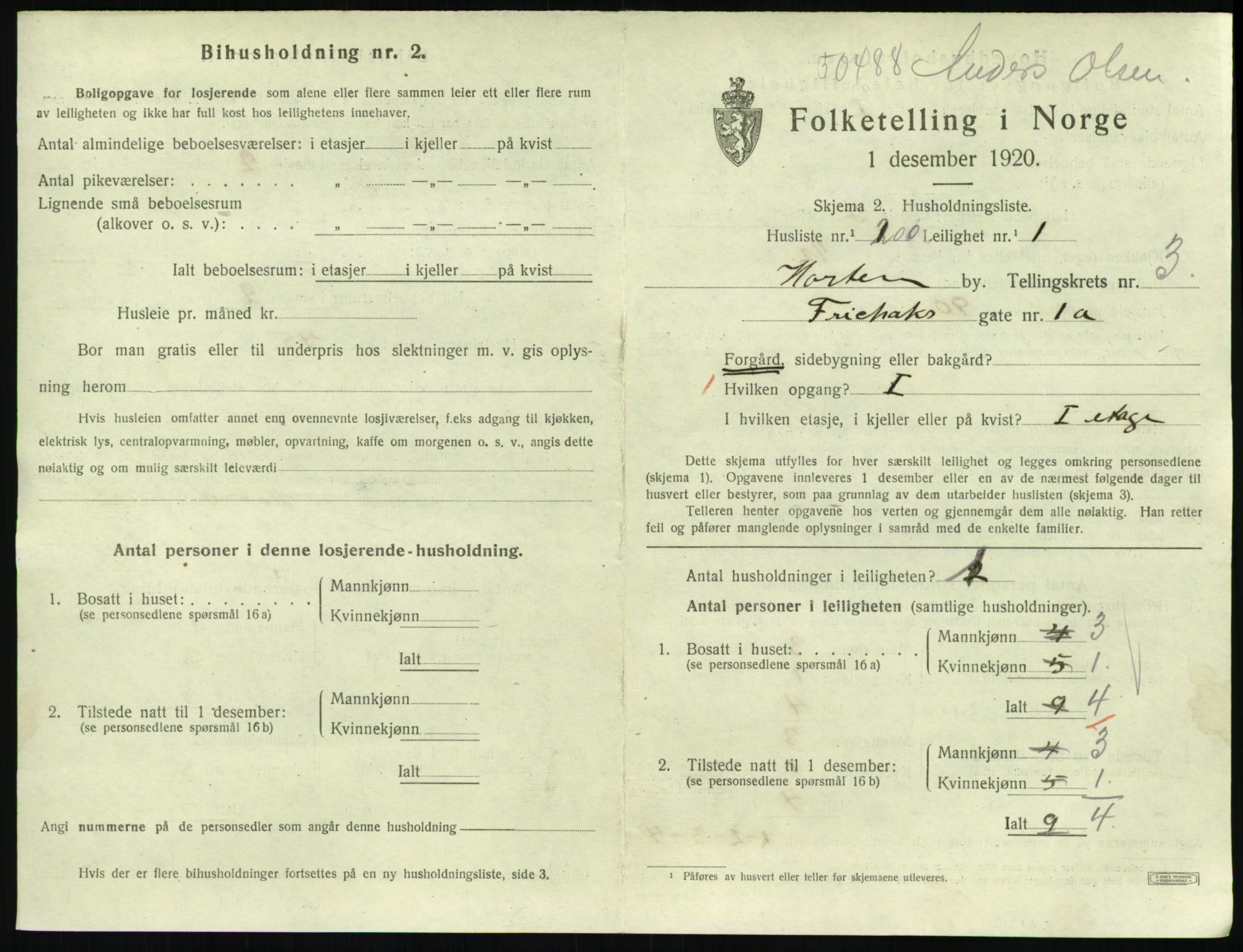 SAKO, 1920 census for Horten, 1920, p. 4769