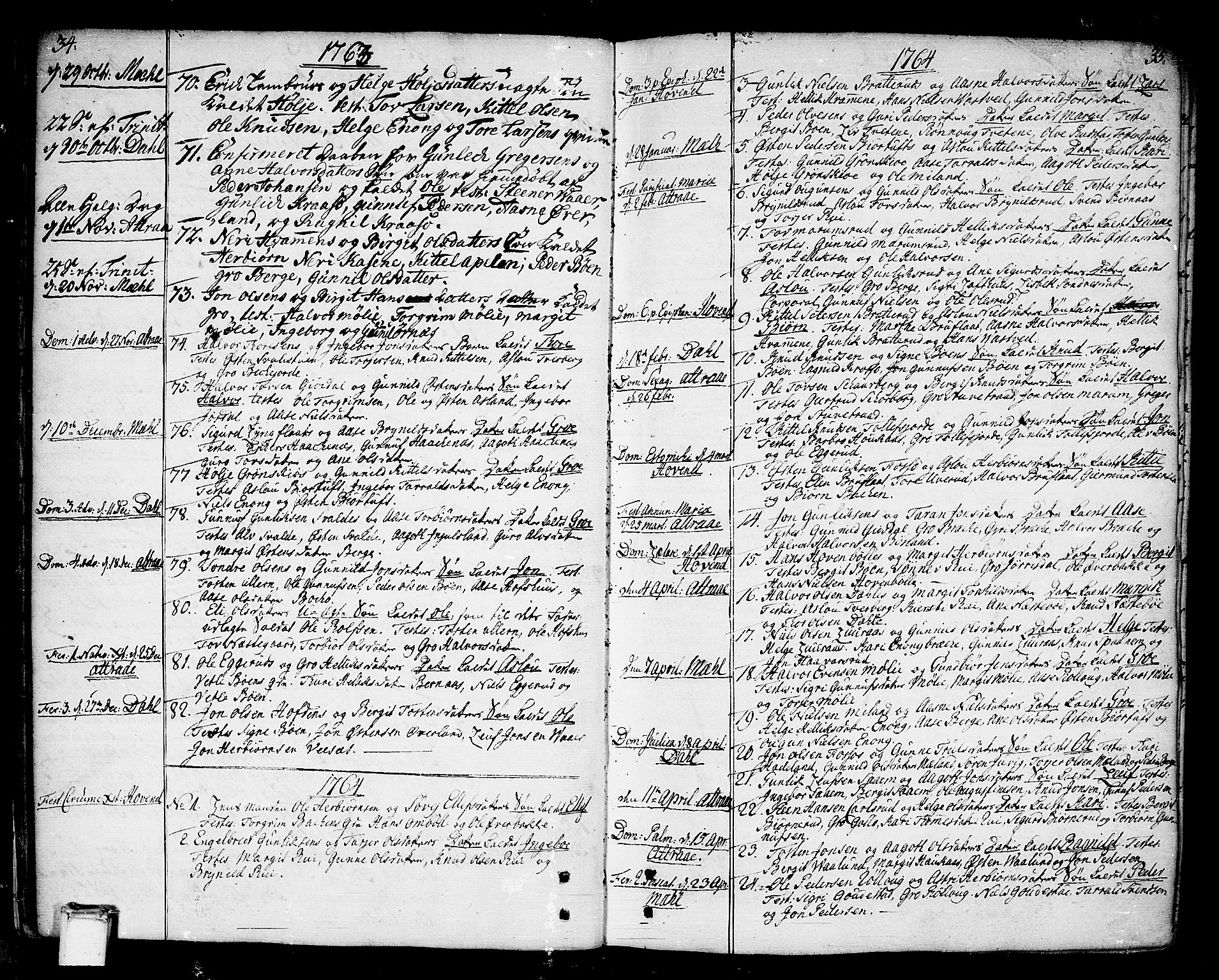 Tinn kirkebøker, AV/SAKO-A-308/F/Fa/L0002: Parish register (official) no. I 2, 1757-1810, p. 34-35