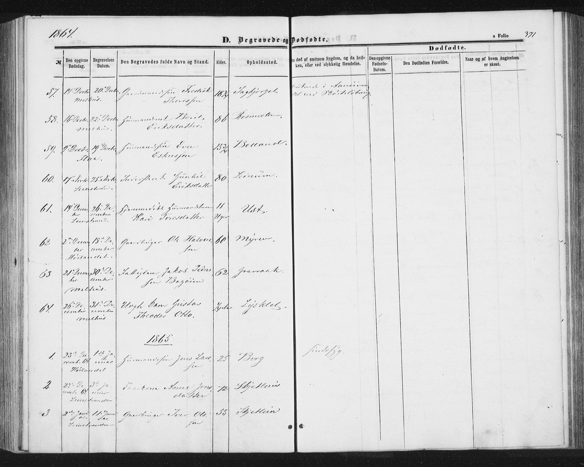 Ministerialprotokoller, klokkerbøker og fødselsregistre - Sør-Trøndelag, AV/SAT-A-1456/691/L1077: Parish register (official) no. 691A09, 1862-1873, p. 371