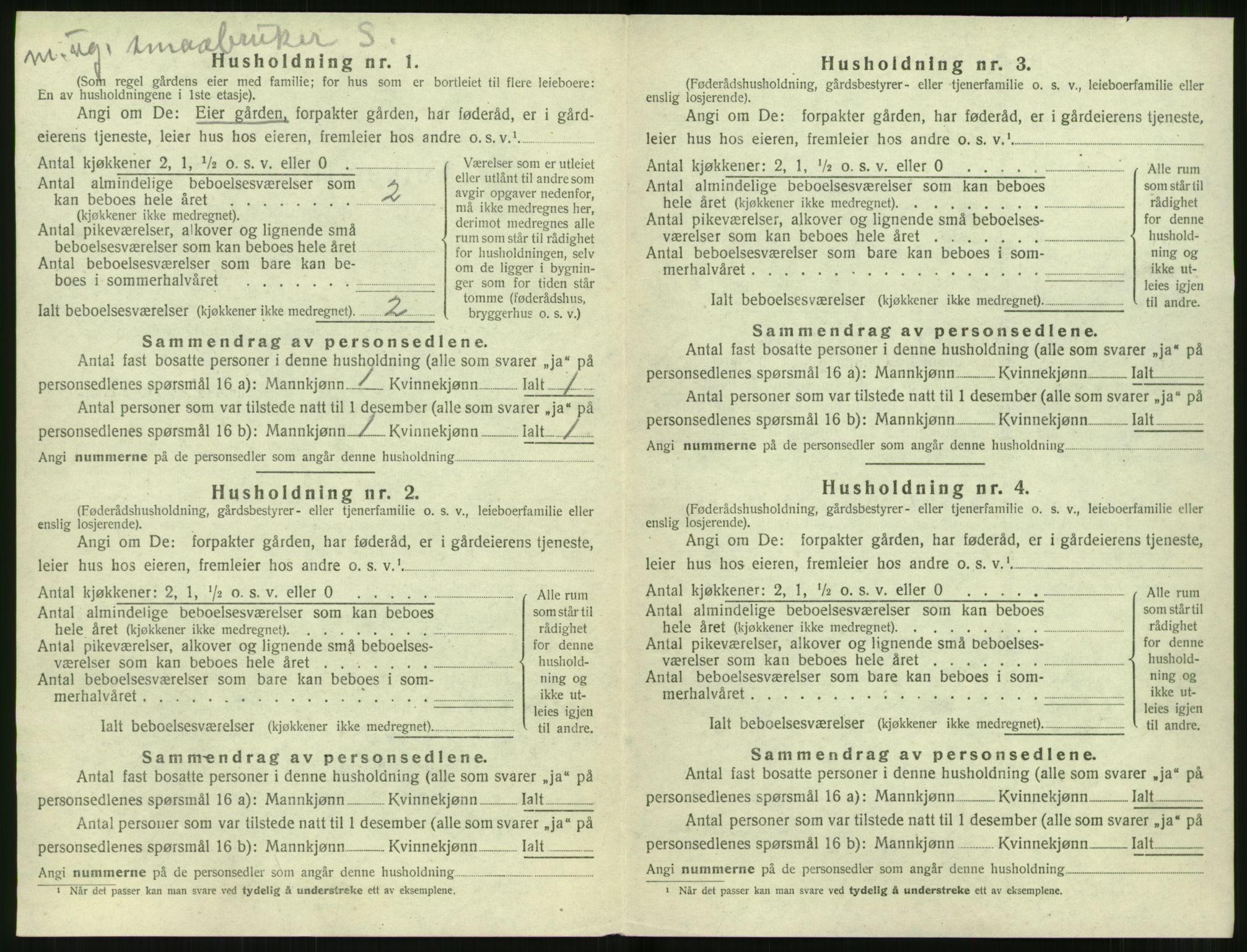 SAT, 1920 census for Sunnylven, 1920, p. 345