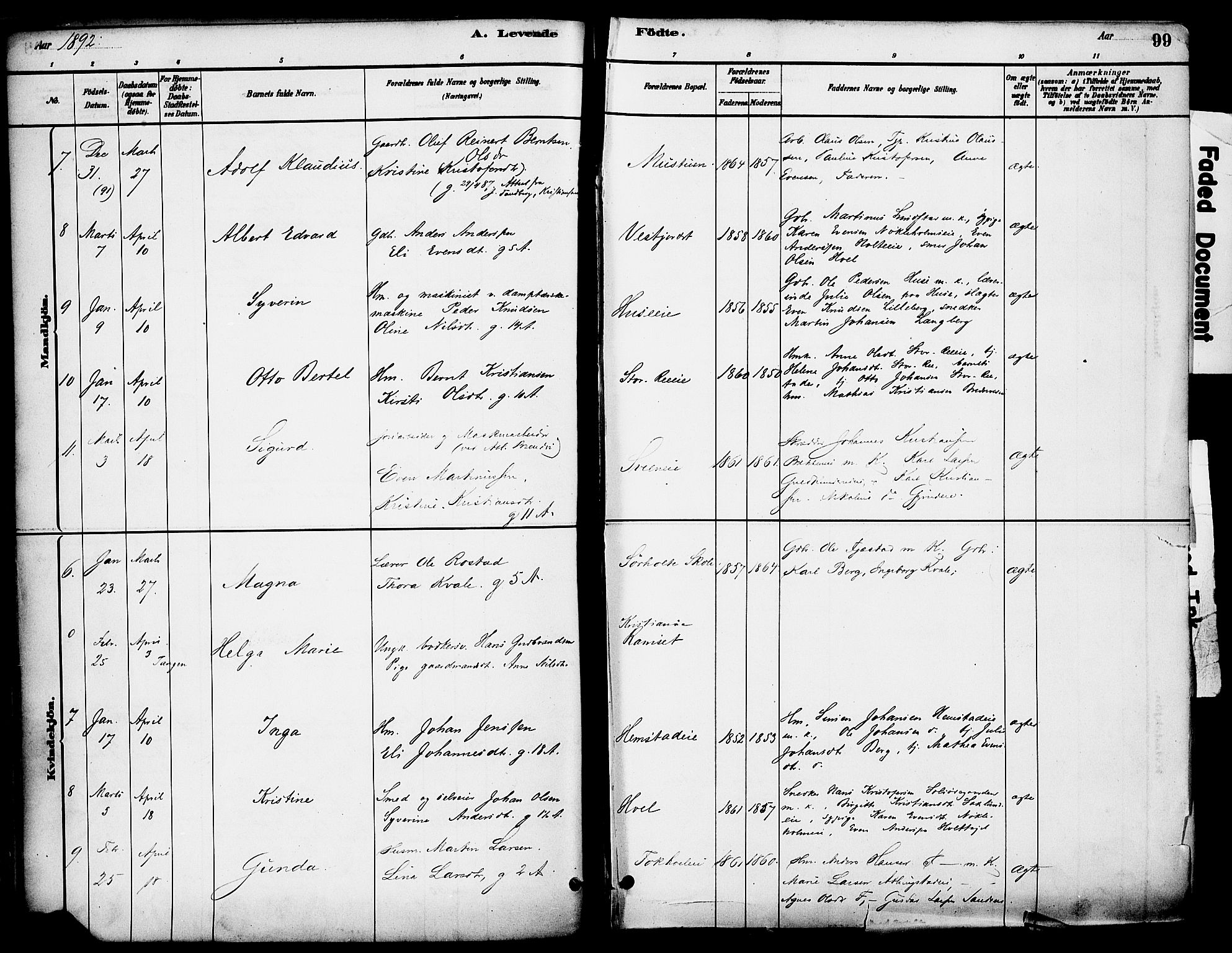 Stange prestekontor, SAH/PREST-002/K/L0017: Parish register (official) no. 17, 1880-1893, p. 99