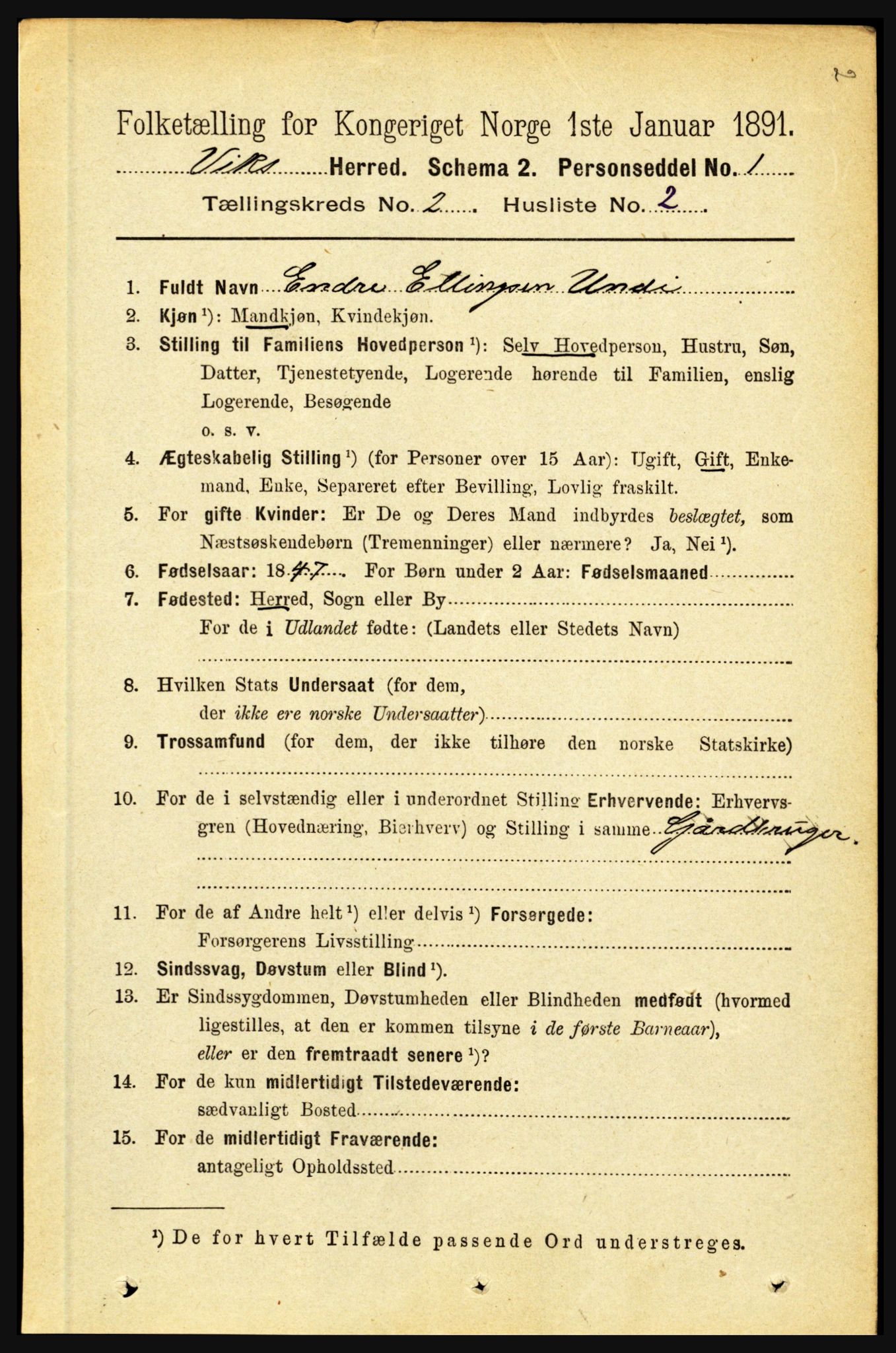 RA, 1891 census for 1417 Vik, 1891, p. 714