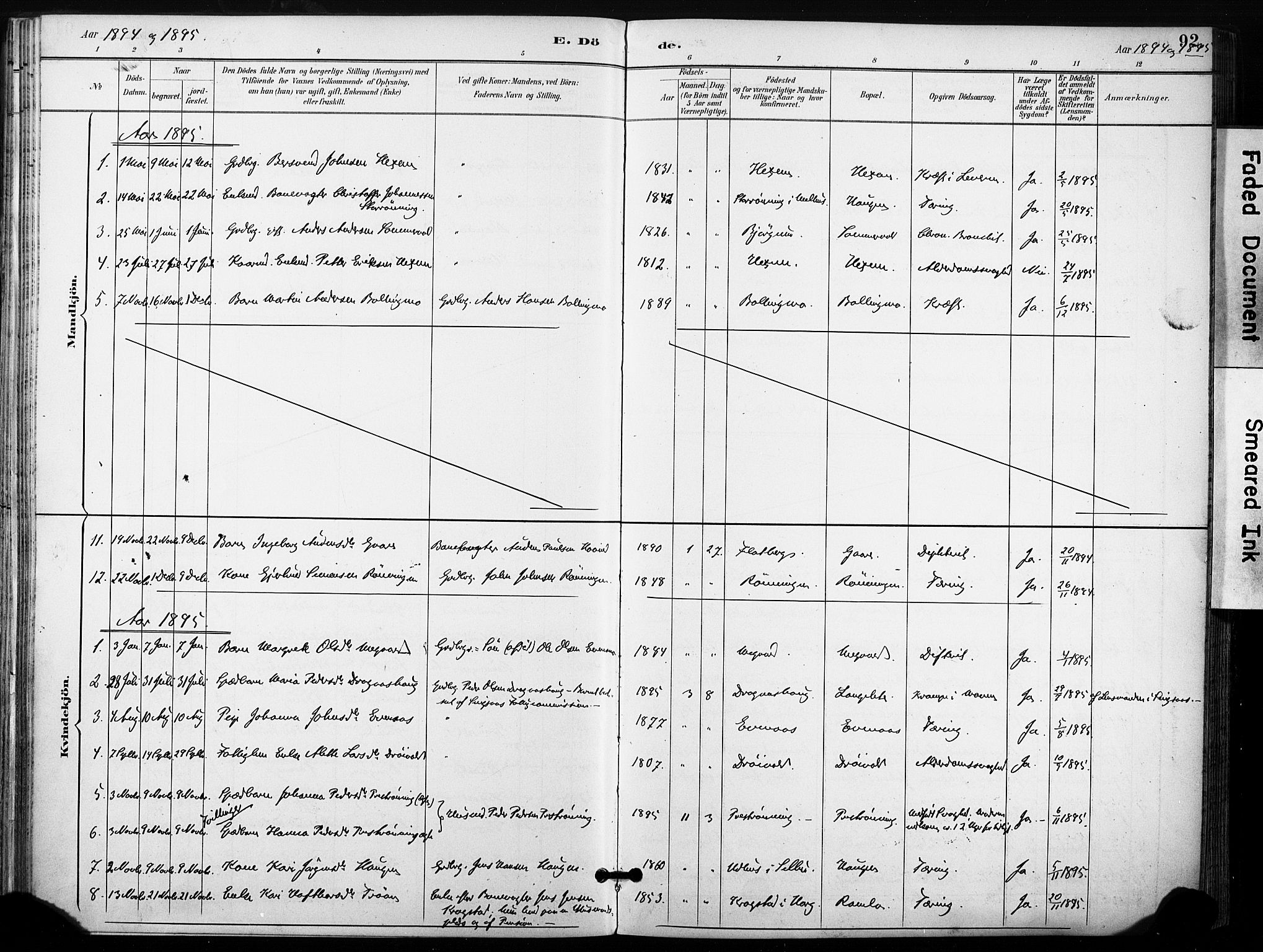 Ministerialprotokoller, klokkerbøker og fødselsregistre - Sør-Trøndelag, AV/SAT-A-1456/685/L0973: Parish register (official) no. 685A10, 1891-1907, p. 92