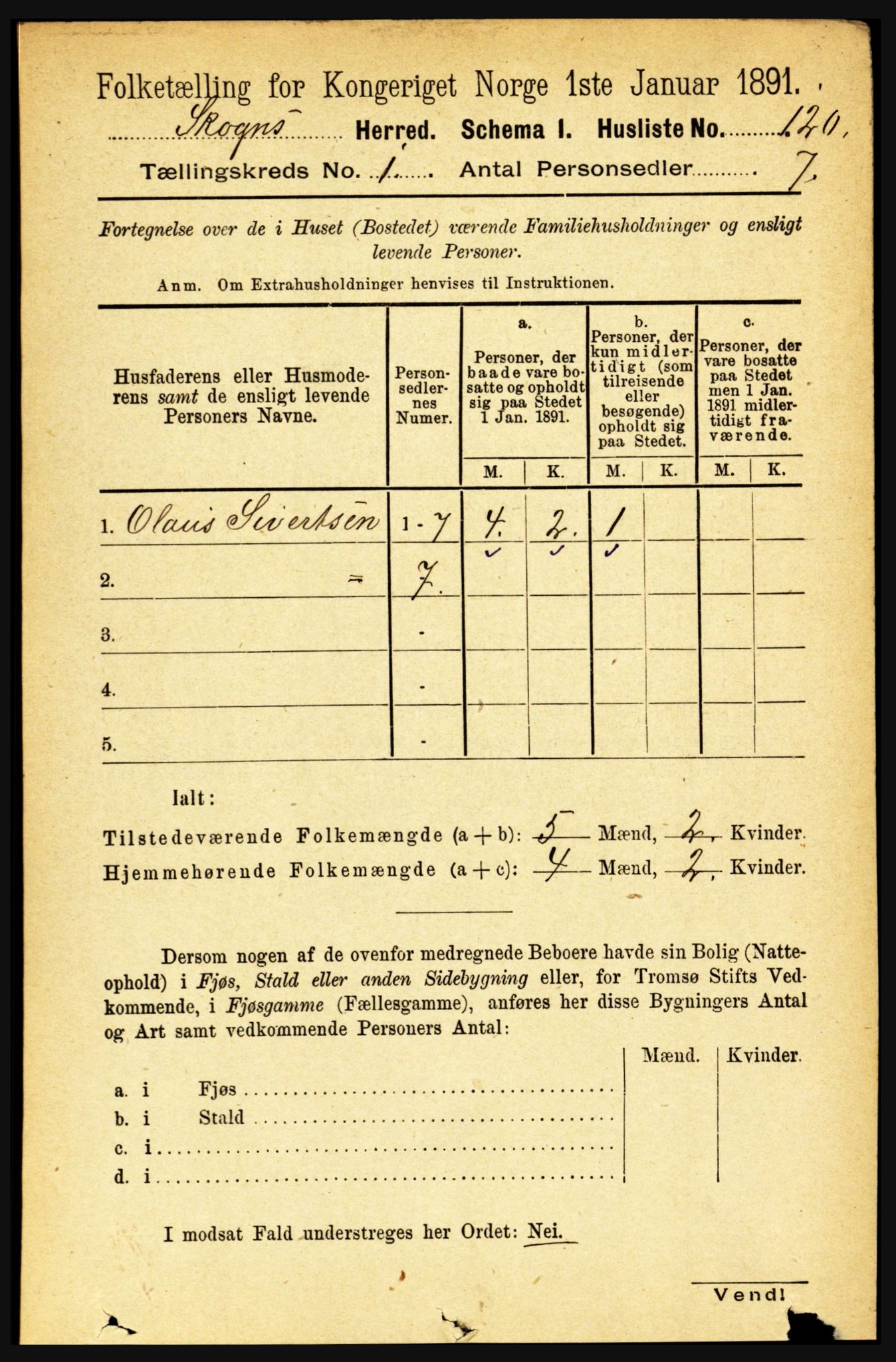 RA, 1891 census for 1719 Skogn, 1891, p. 143