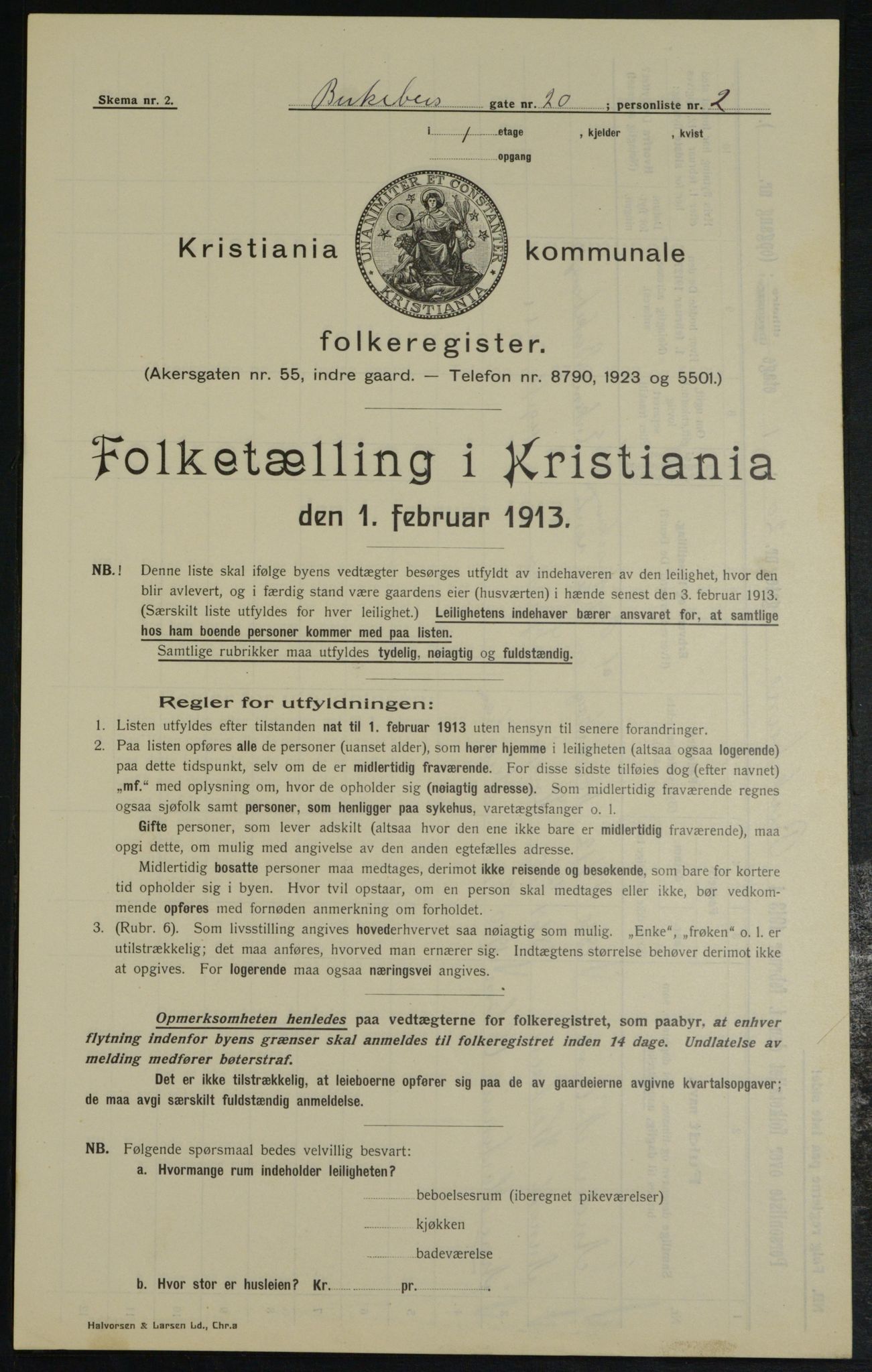 OBA, Municipal Census 1913 for Kristiania, 1913, p. 4869