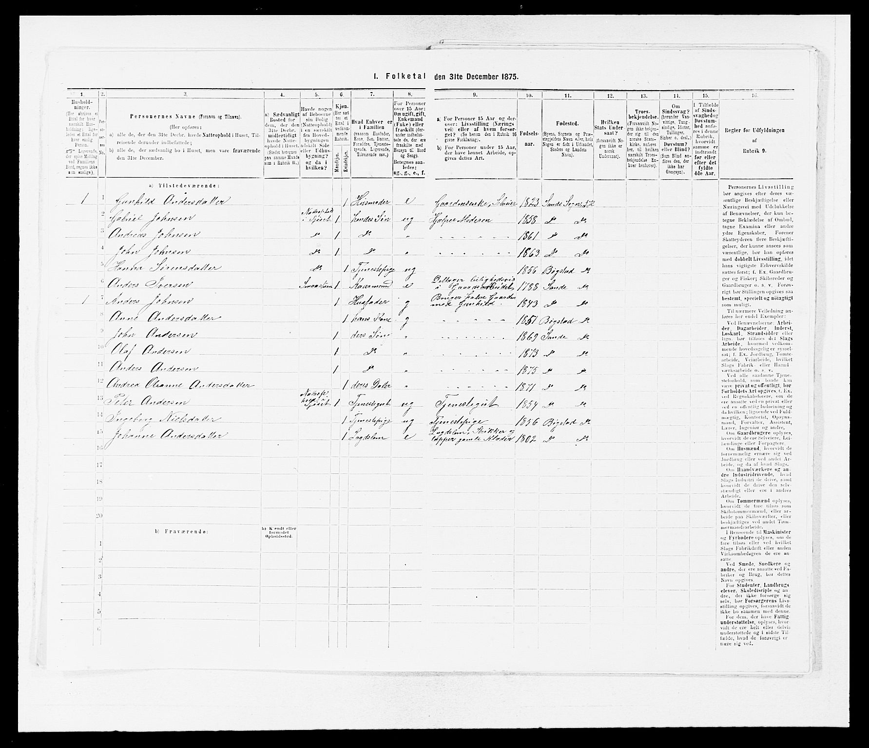 SAB, 1875 census for 1430P Indre Holmedal, 1875, p. 532