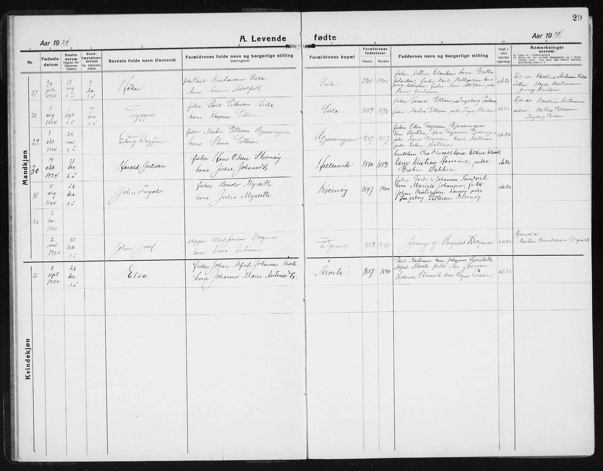 Ministerialprotokoller, klokkerbøker og fødselsregistre - Sør-Trøndelag, AV/SAT-A-1456/640/L0589: Parish register (copy) no. 640C06, 1922-1934, p. 29