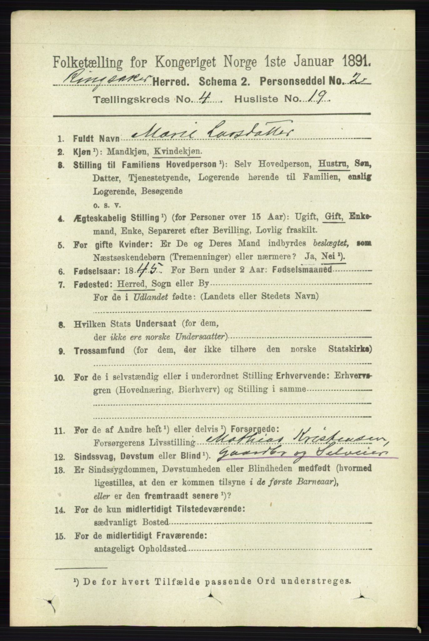 RA, 1891 census for 0412 Ringsaker, 1891, p. 1857