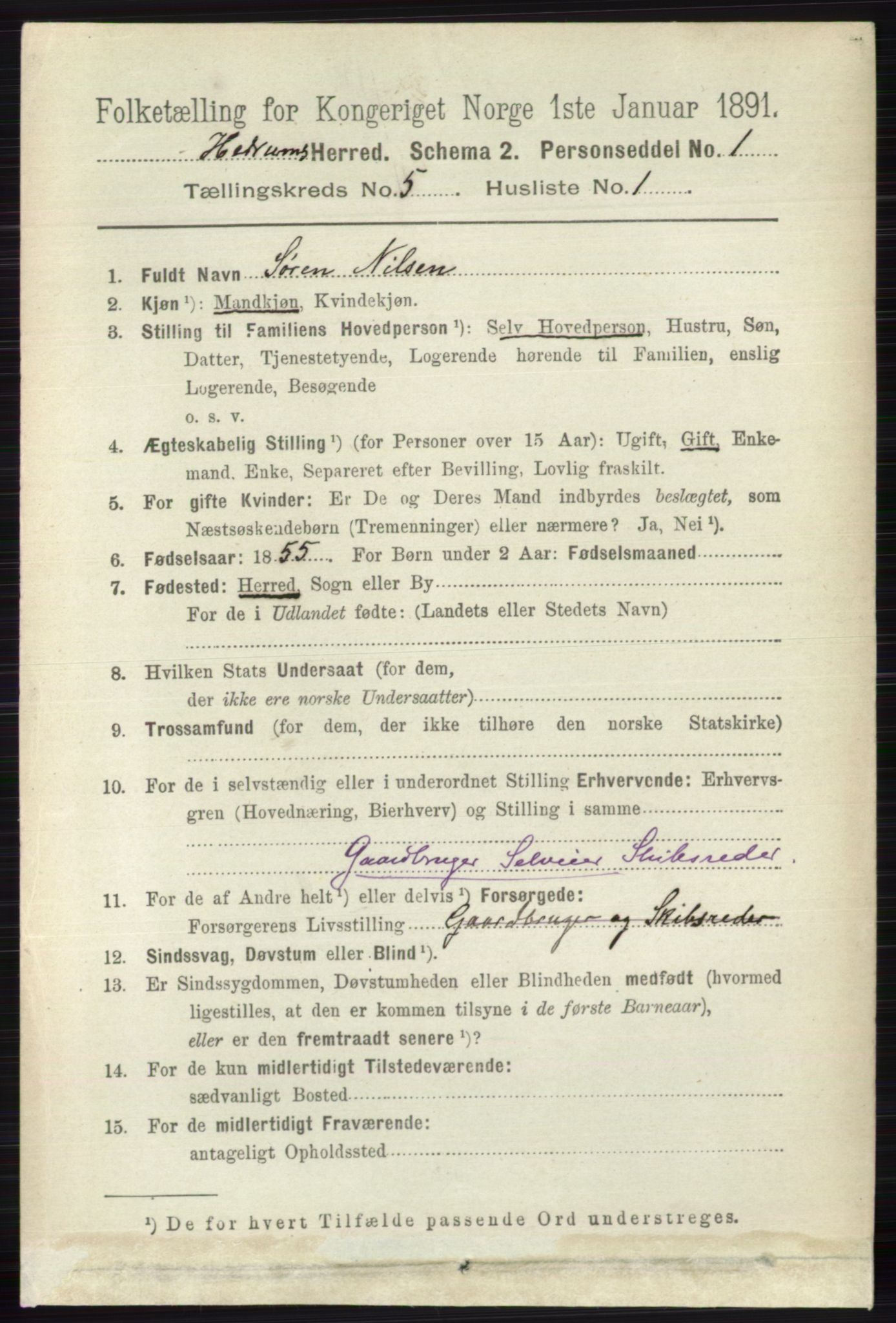 RA, 1891 census for 0727 Hedrum, 1891, p. 1966