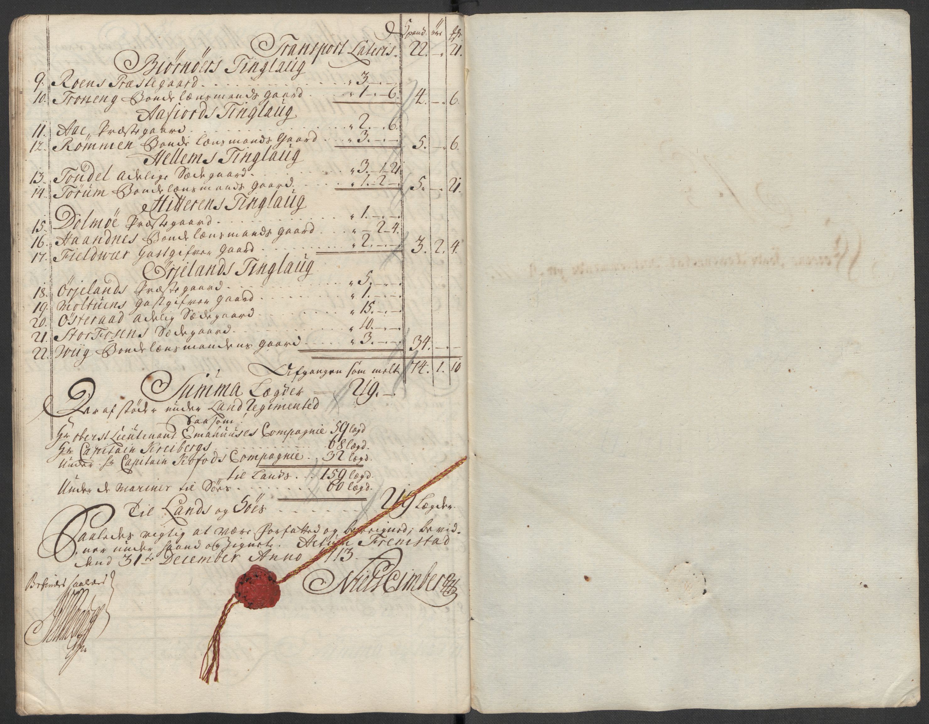 Rentekammeret inntil 1814, Reviderte regnskaper, Fogderegnskap, AV/RA-EA-4092/R57/L3861: Fogderegnskap Fosen, 1712-1713, p. 341