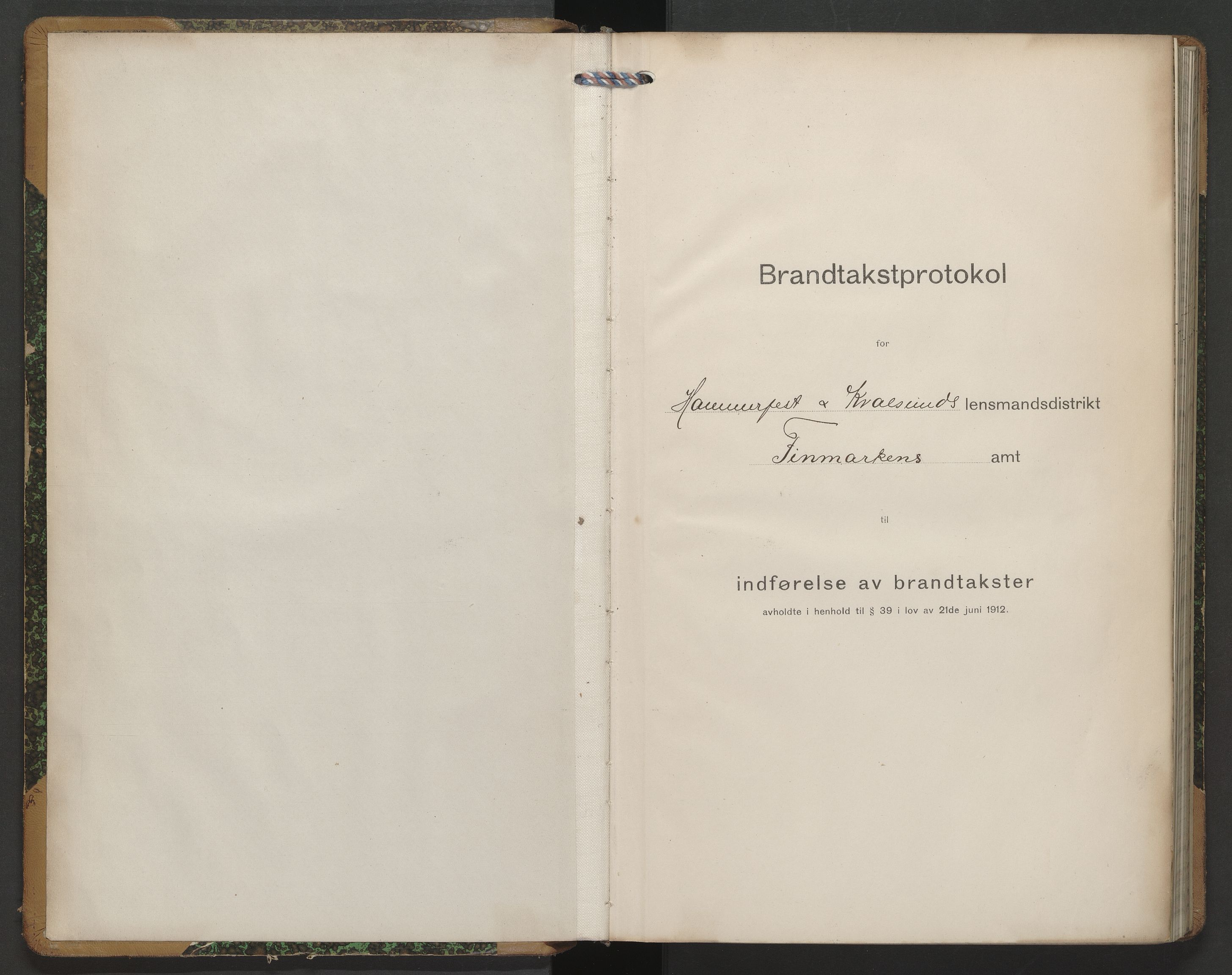 Sørøysund og Kvalsund lensmannskontor, AV/SATØ-SATO-151/1/Fl/L0008: Branntakstprotokoll - Hammerfest og Kvalsund, 1914-1917