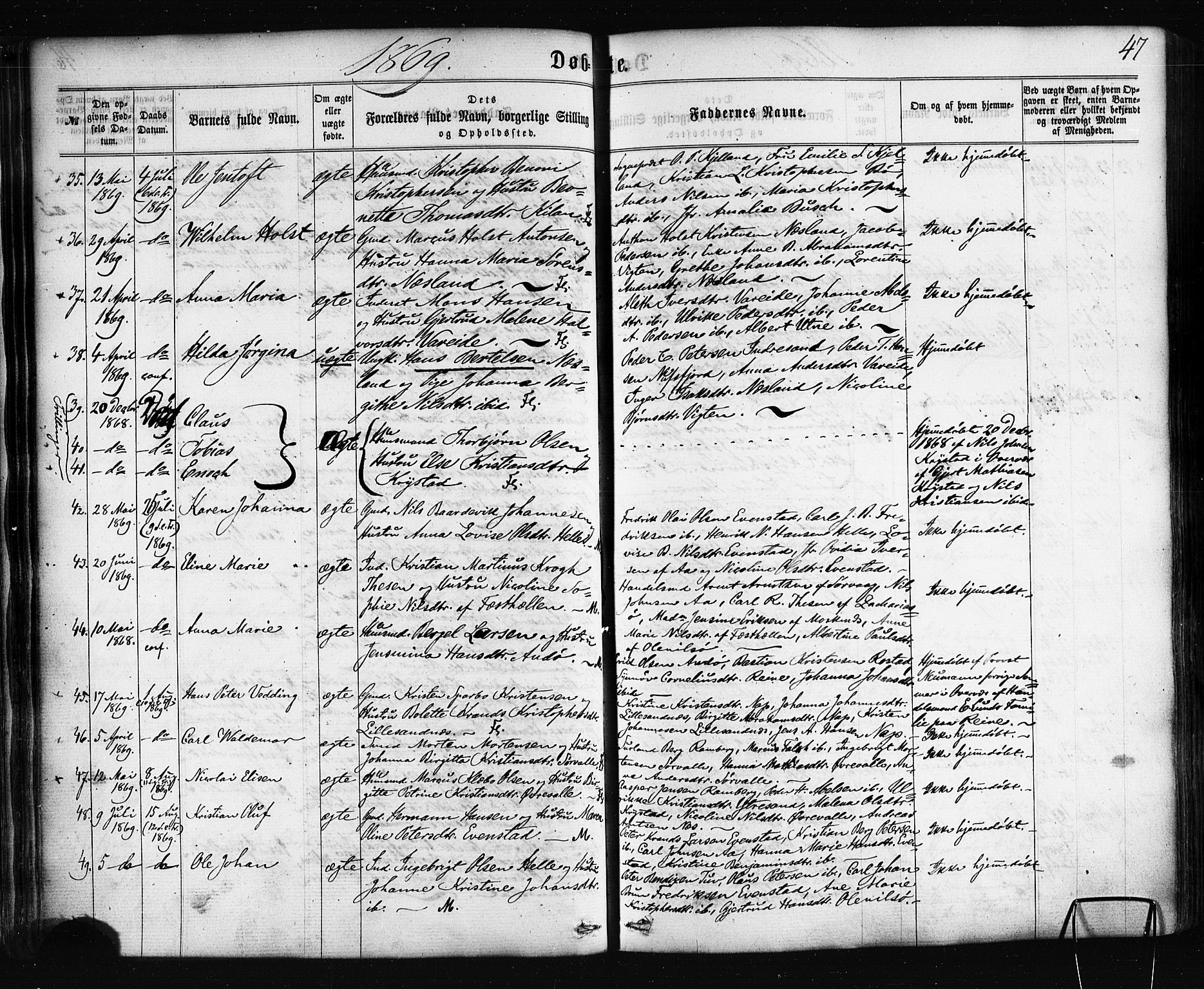 Ministerialprotokoller, klokkerbøker og fødselsregistre - Nordland, AV/SAT-A-1459/885/L1203: Parish register (official) no. 885A04, 1859-1877, p. 47