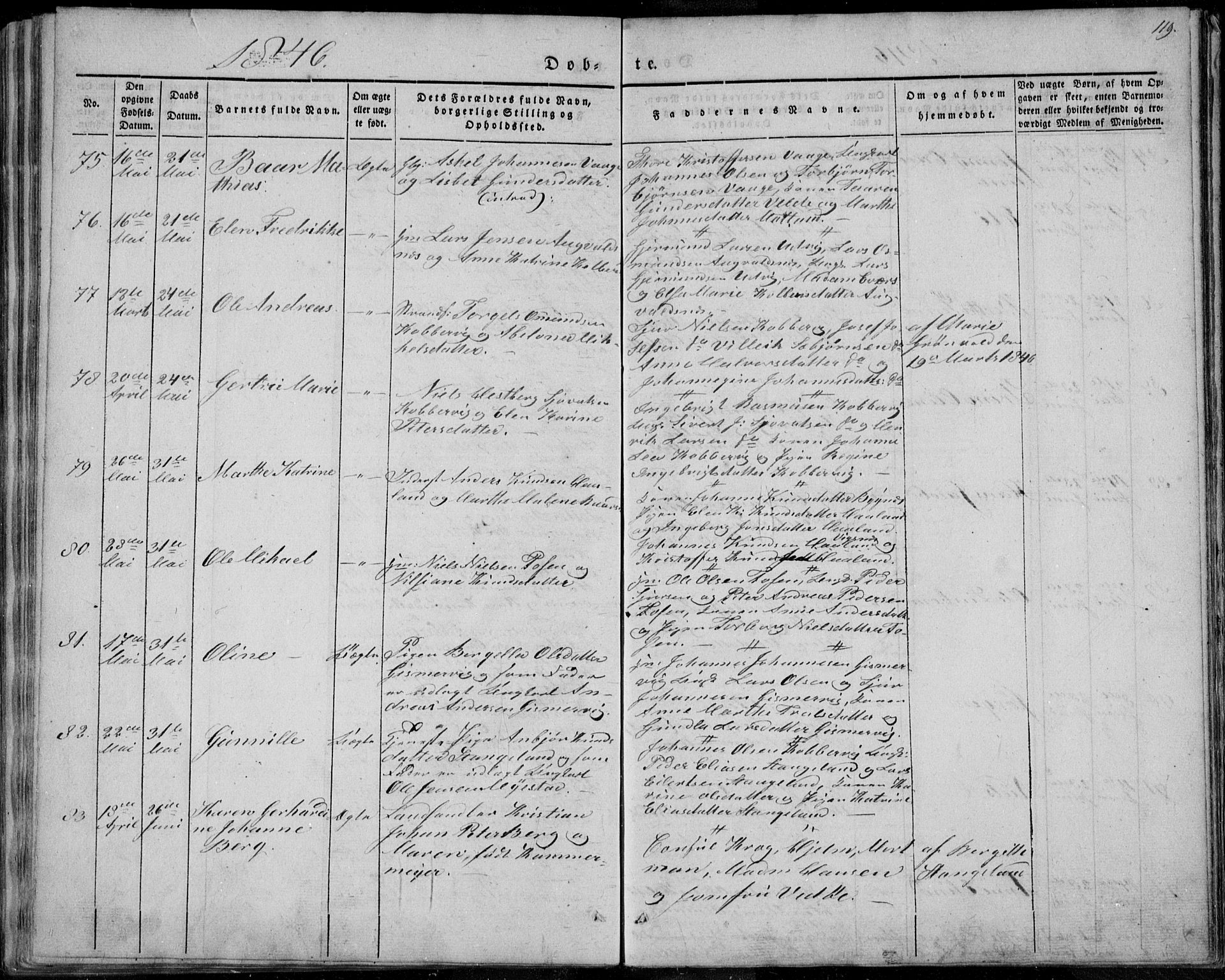Avaldsnes sokneprestkontor, SAST/A -101851/H/Ha/Haa/L0006: Parish register (official) no. A 6, 1839-1847, p. 119