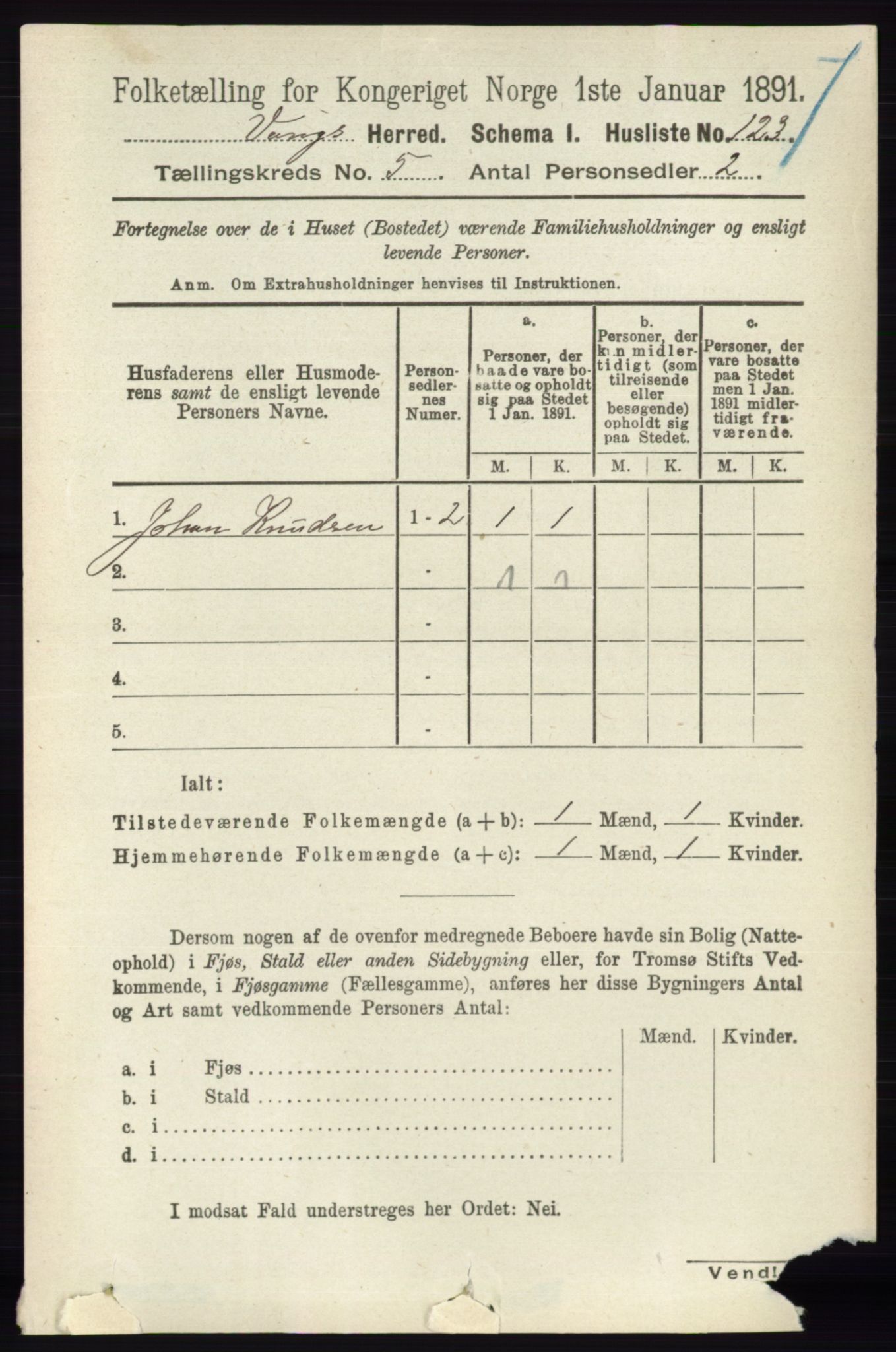 RA, 1891 census for 0414 Vang, 1891, p. 3507
