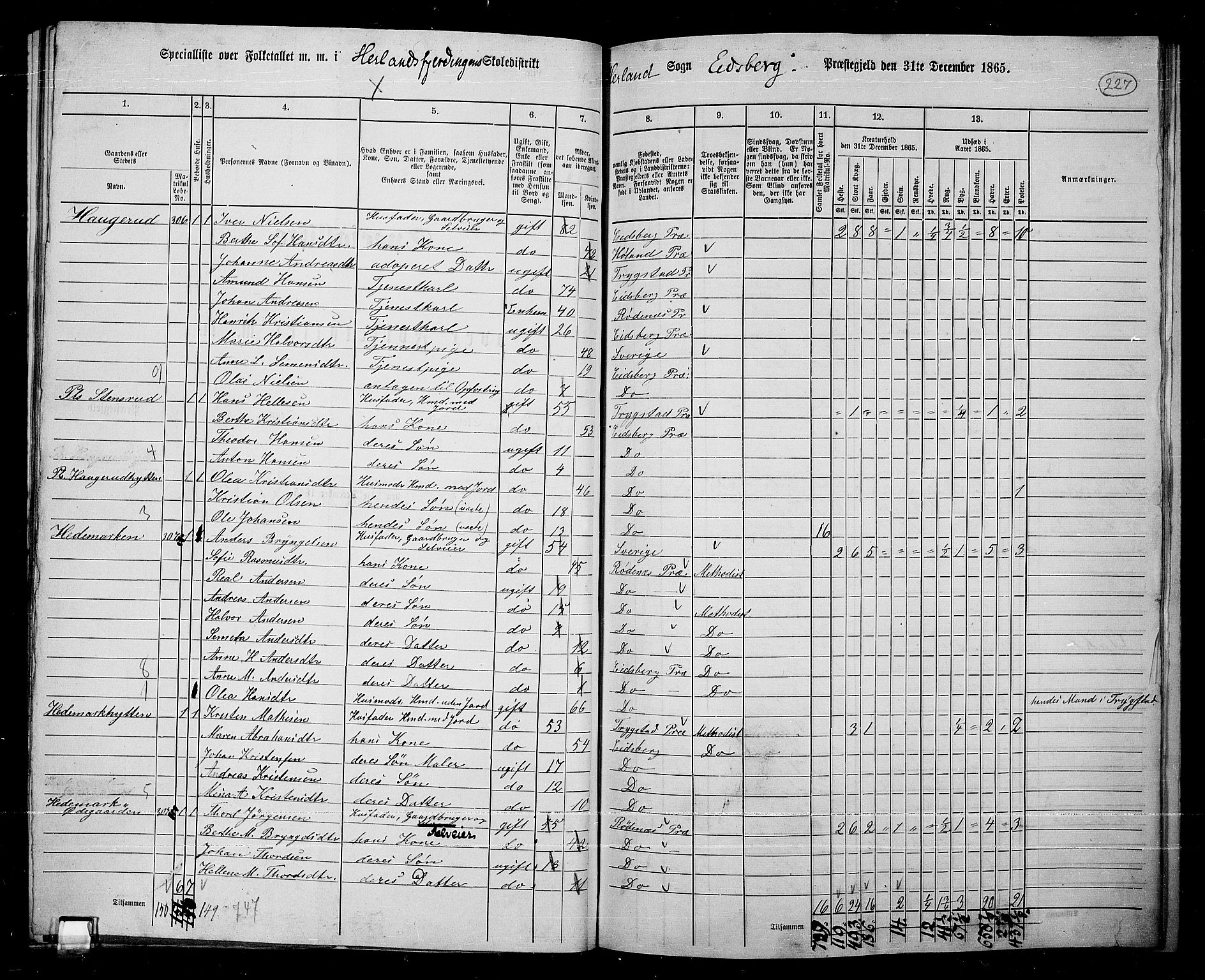 RA, 1865 census for Eidsberg, 1865, p. 206