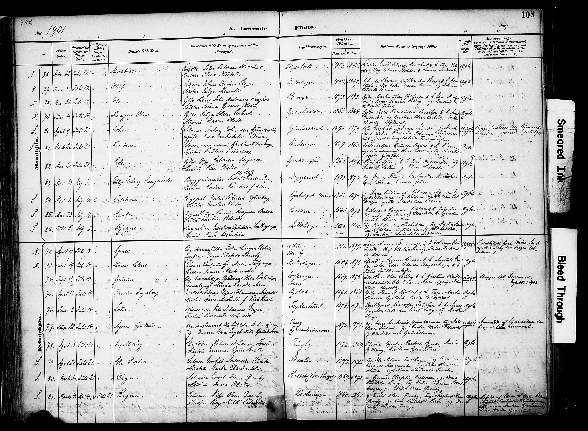 Elverum prestekontor, AV/SAH-PREST-044/H/Ha/Haa/L0014: Parish register (official) no. 14, 1891-1909, p. 108
