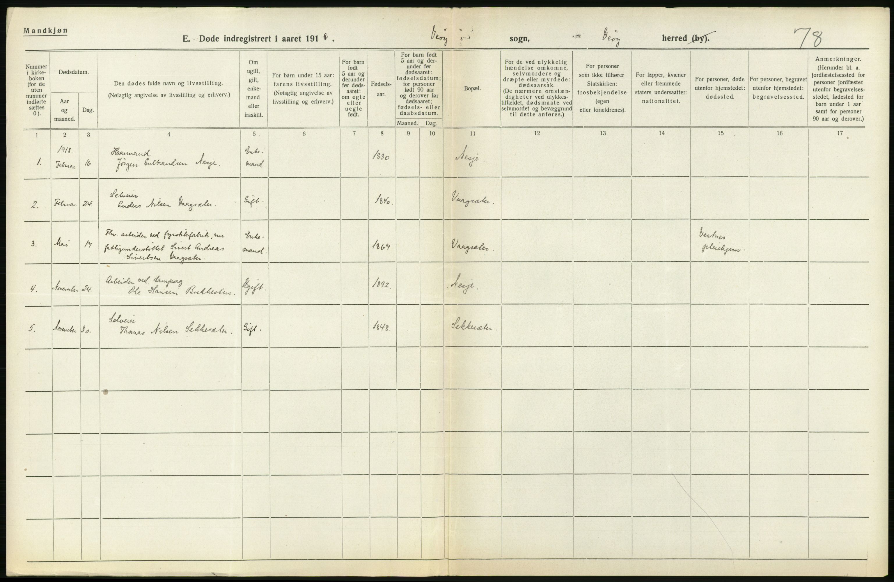 Statistisk sentralbyrå, Sosiodemografiske emner, Befolkning, RA/S-2228/D/Df/Dfb/Dfbh/L0045: Møre fylke: Døde. Bygder og byer., 1918, p. 404