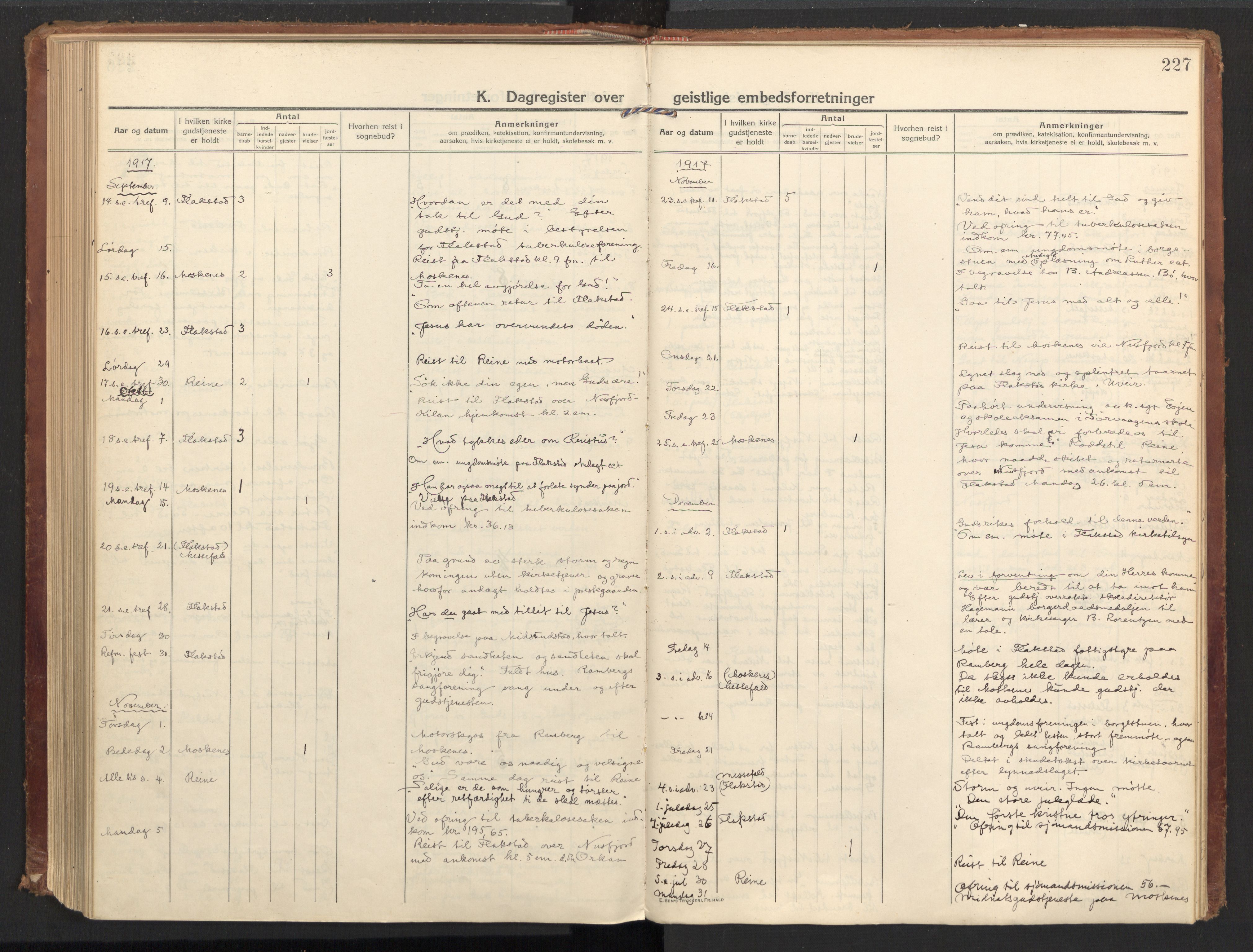 Ministerialprotokoller, klokkerbøker og fødselsregistre - Nordland, AV/SAT-A-1459/885/L1210: Parish register (official) no. 885A10, 1916-1926, p. 227