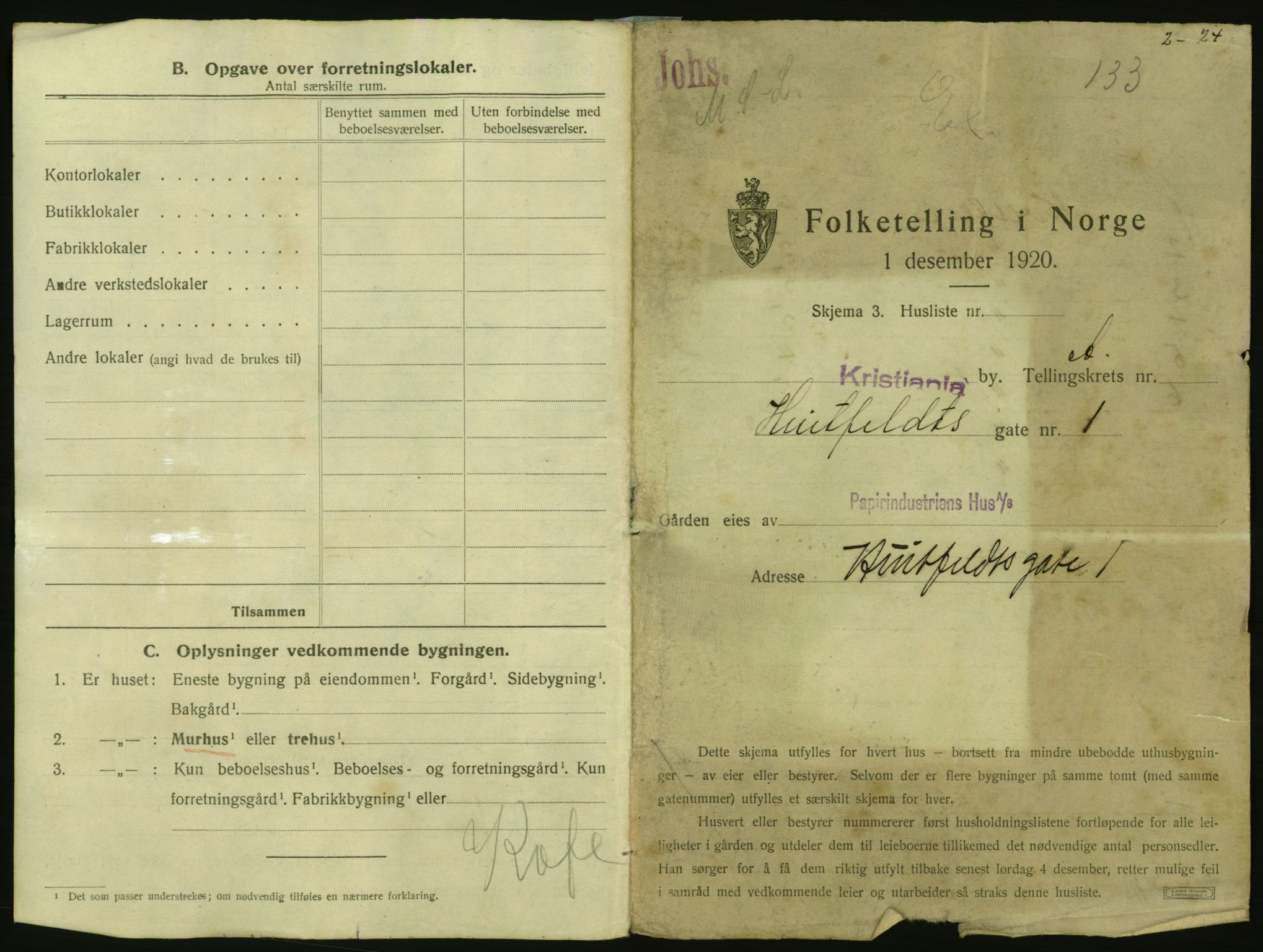 SAO, 1920 census for Kristiania, 1920, p. 42318