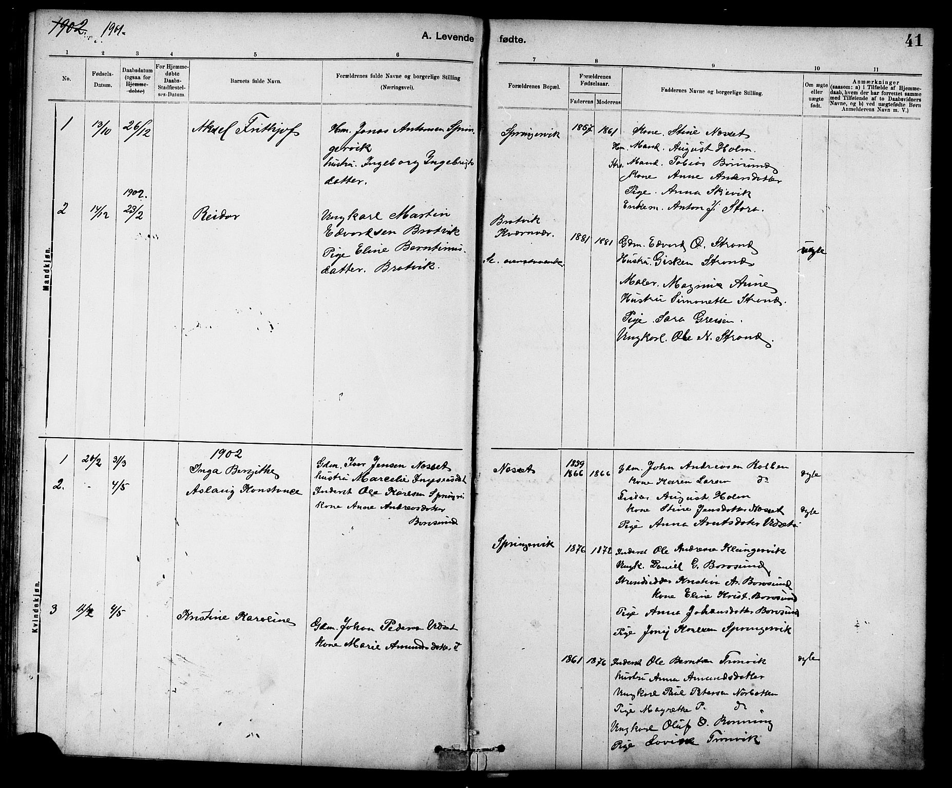 Ministerialprotokoller, klokkerbøker og fødselsregistre - Sør-Trøndelag, SAT/A-1456/639/L0573: Parish register (copy) no. 639C01, 1890-1905, p. 41