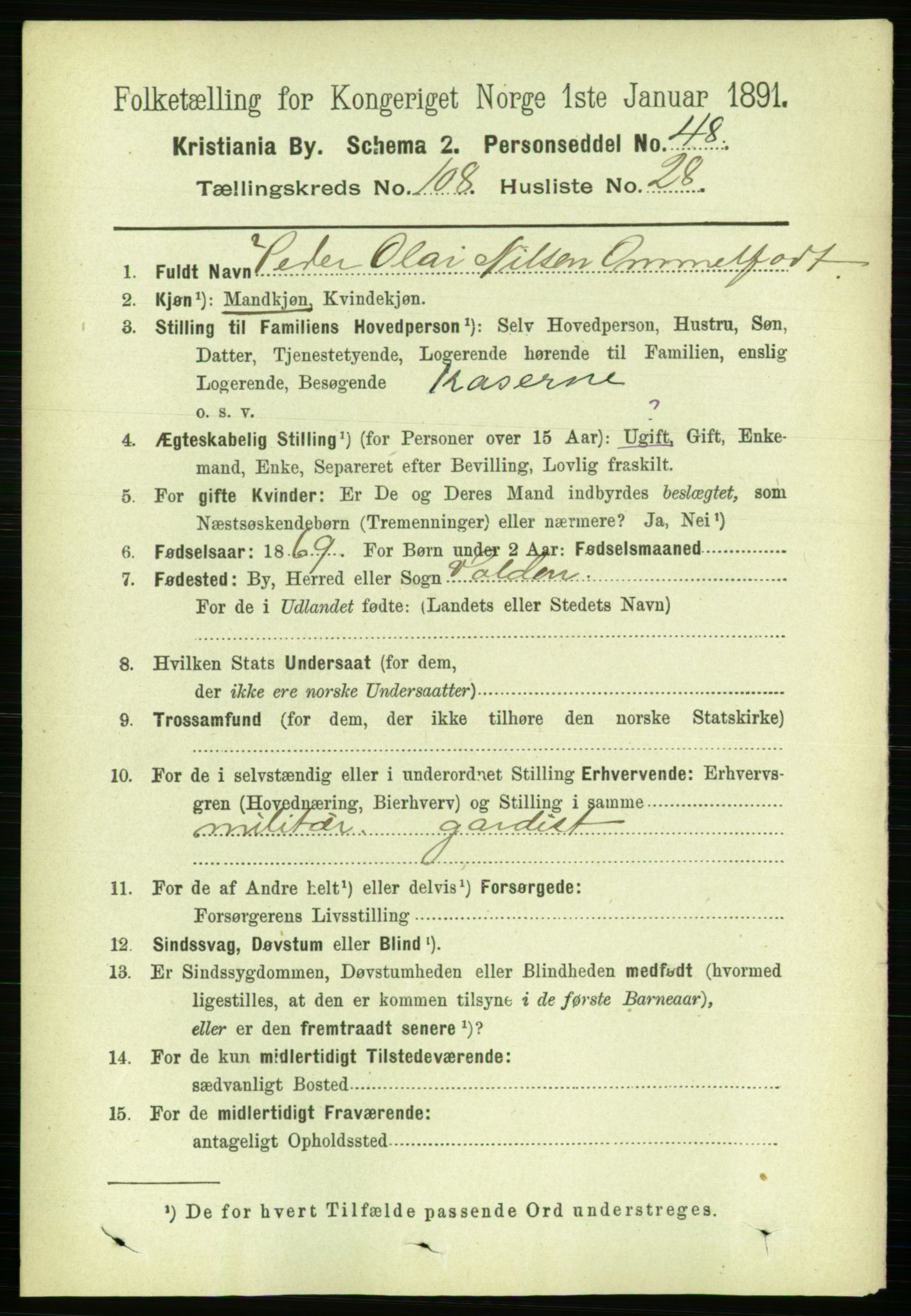 RA, 1891 census for 0301 Kristiania, 1891, p. 56199
