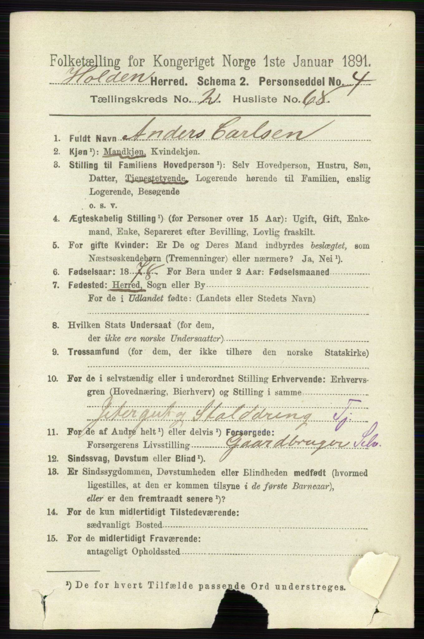 RA, 1891 census for 0819 Holla, 1891, p. 1263