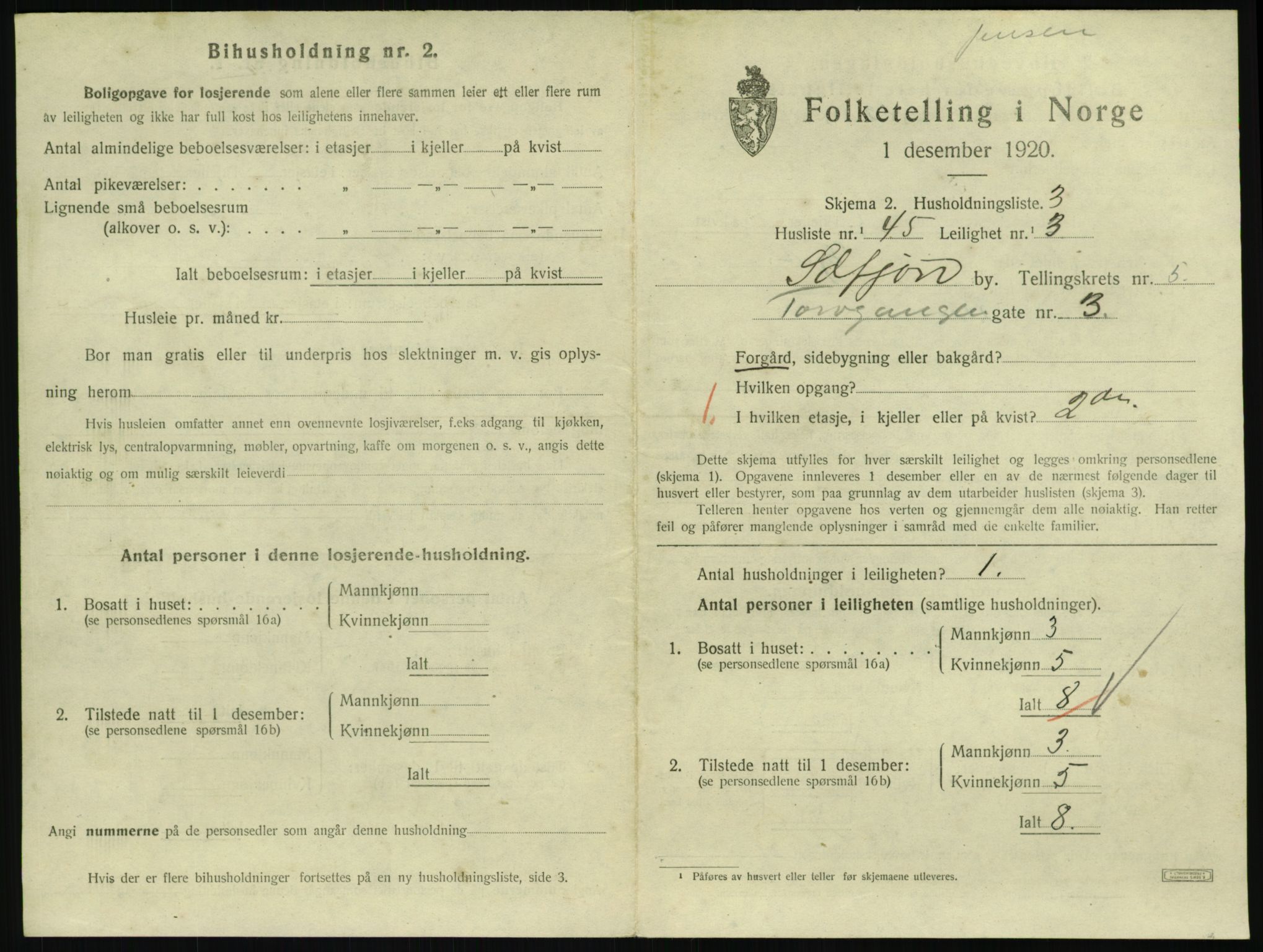 SAKO, 1920 census for Sandefjord, 1920, p. 2616