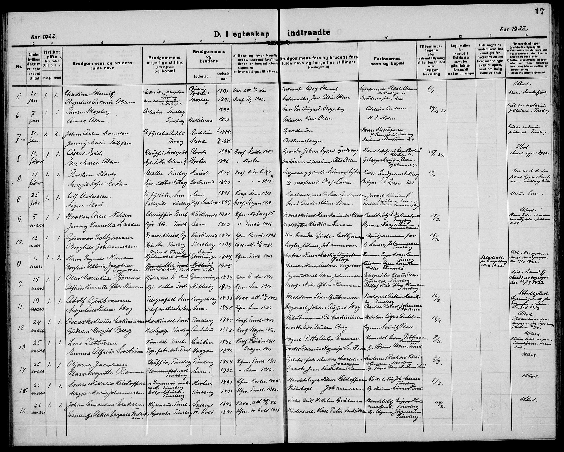 Tønsberg kirkebøker, AV/SAKO-A-330/G/Ga/L0016: Parish register (copy) no. 16, 1920-1933, p. 17