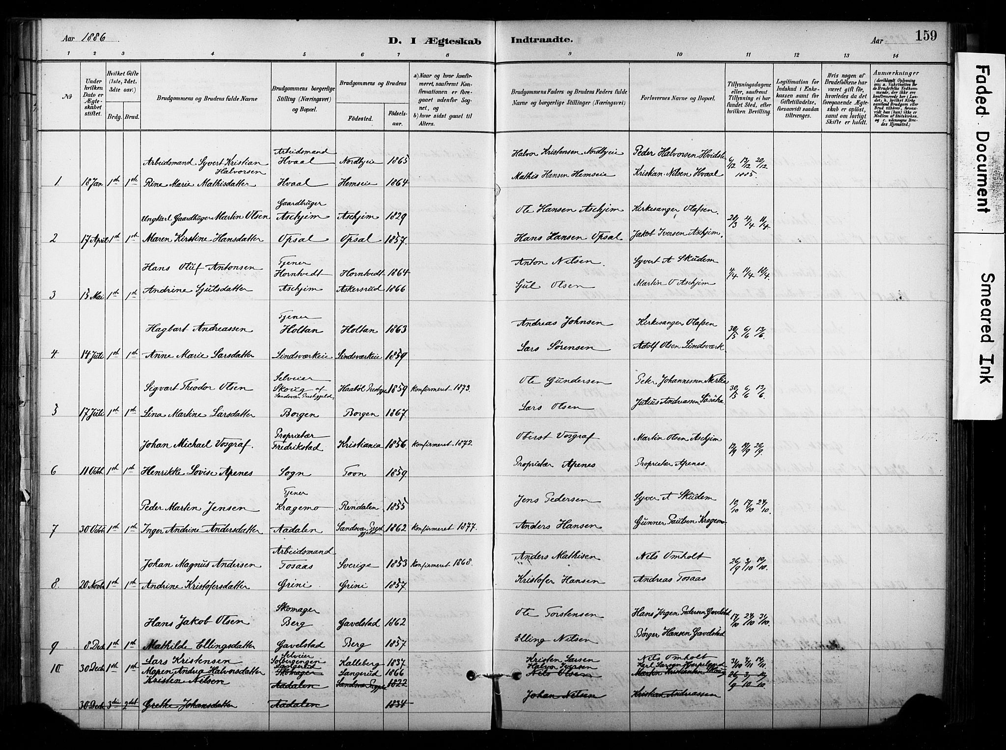 Lardal kirkebøker, AV/SAKO-A-350/F/Fb/L0001: Parish register (official) no. II 1, 1881-1911, p. 159