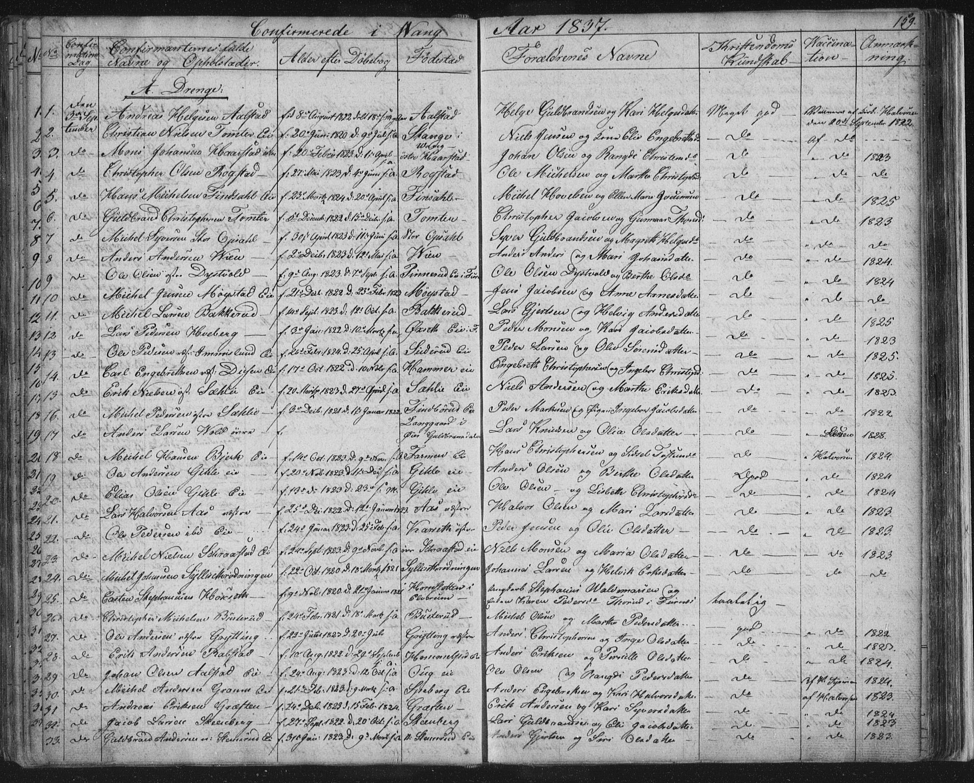 Vang prestekontor, Hedmark, SAH/PREST-008/H/Ha/Hab/L0008: Parish register (copy) no. 8, 1832-1854, p. 159