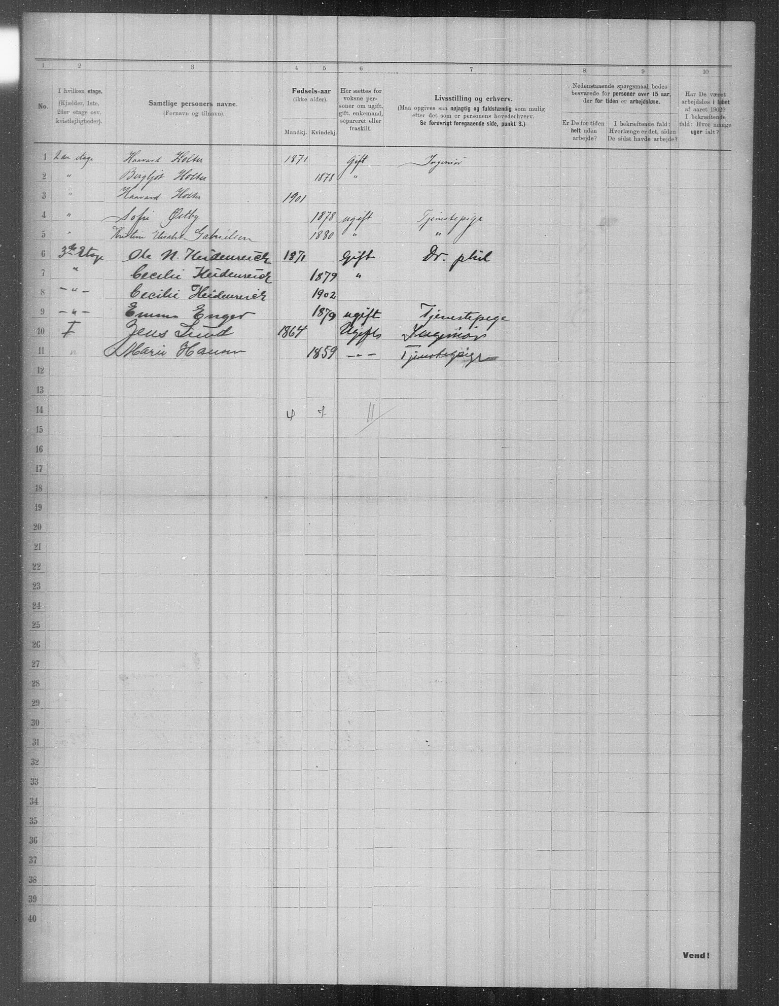 OBA, Municipal Census 1902 for Kristiania, 1902, p. 1278