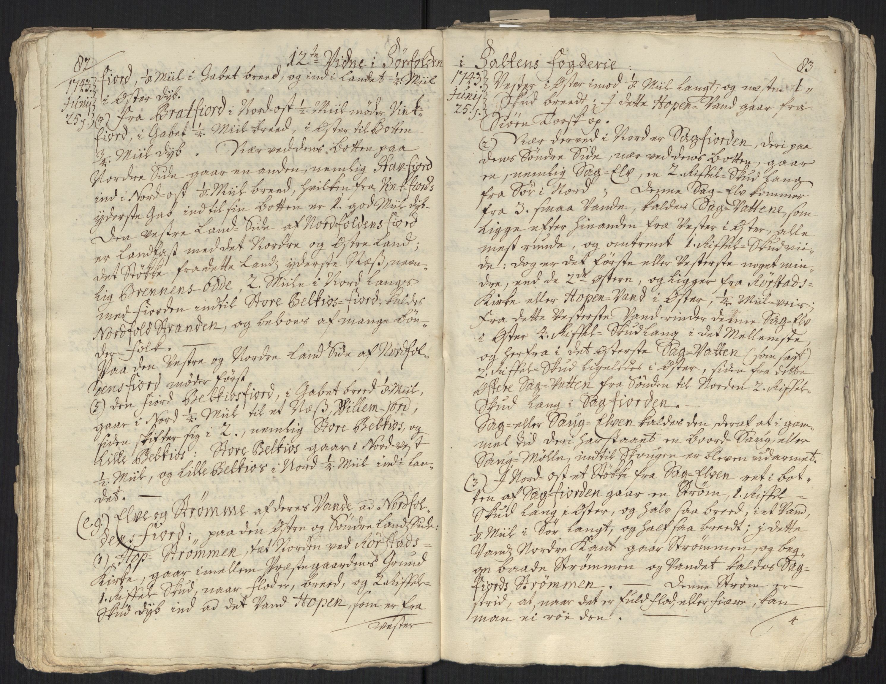 Danske Kanselli, Grensearkivet, AV/RA-EA-4062/F/L0011a/0001: Volum XXIII-XXVIa / Vol. XXIII: Major Schnitlers grenseeksaminasjonsprotokoll, 3. bind, 1743, p. 82-83
