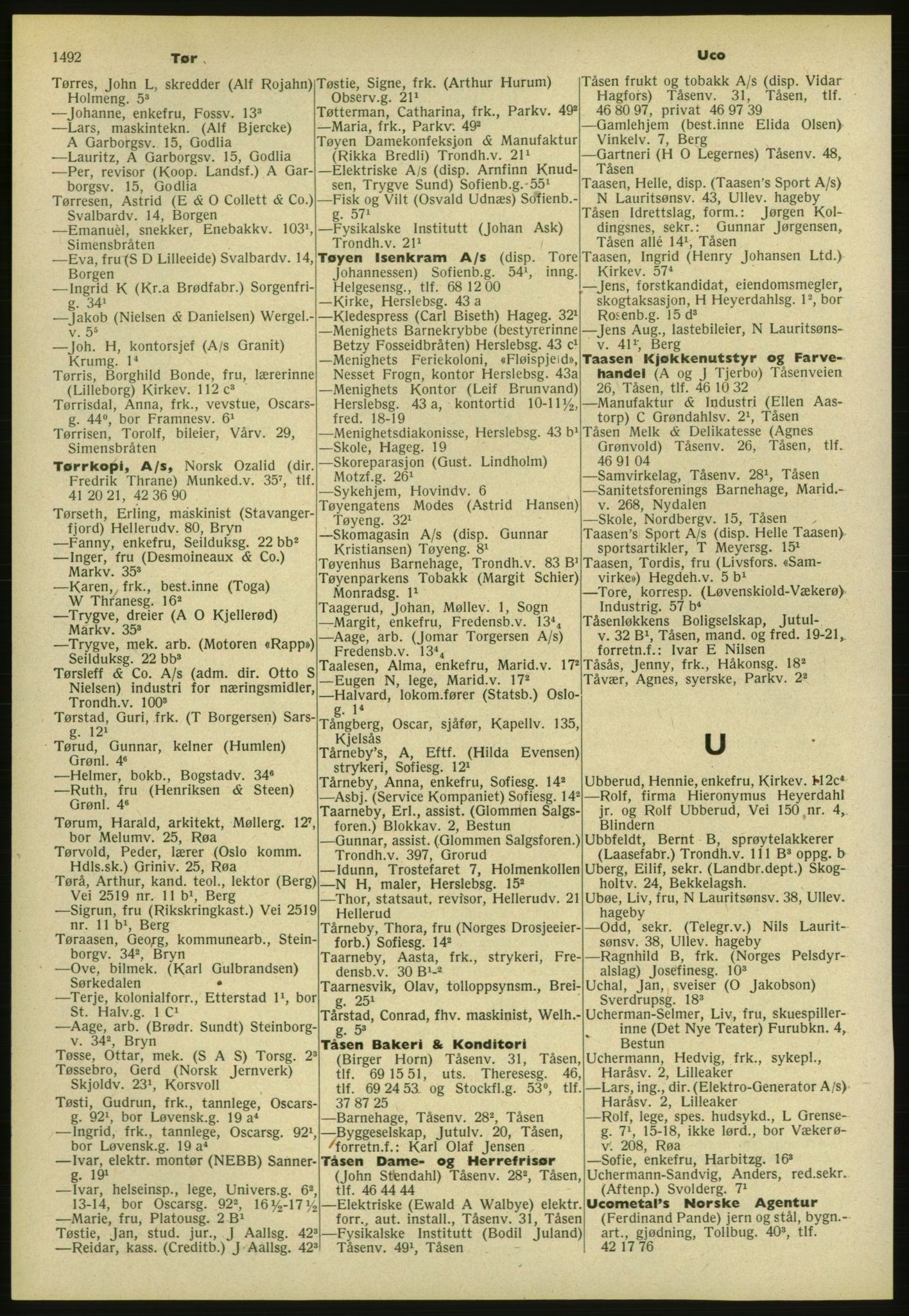 Kristiania/Oslo adressebok, PUBL/-, 1952, p. 1492