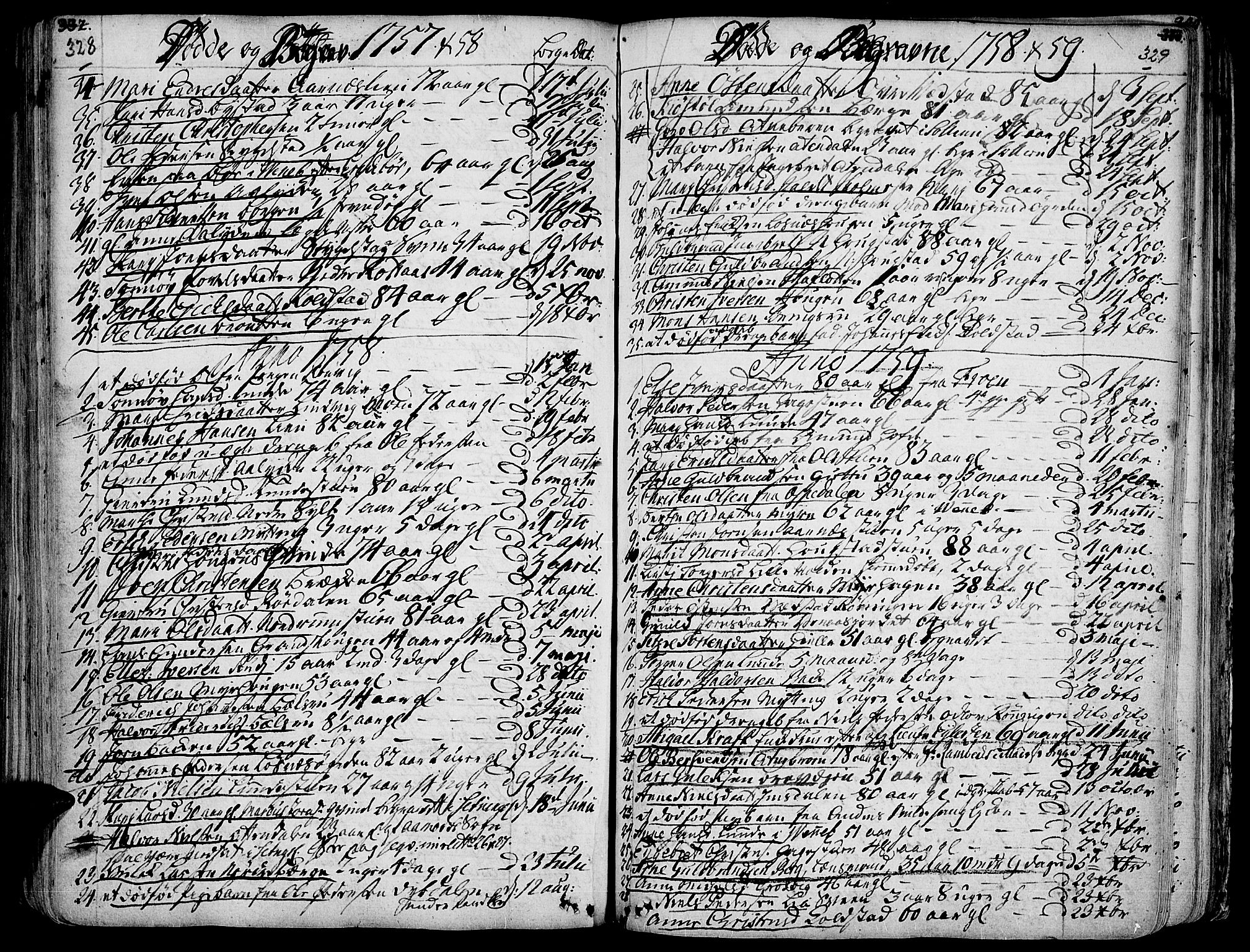 Ringebu prestekontor, AV/SAH-PREST-082/H/Ha/Haa/L0002: Parish register (official) no. 2, 1734-1780, p. 328-329