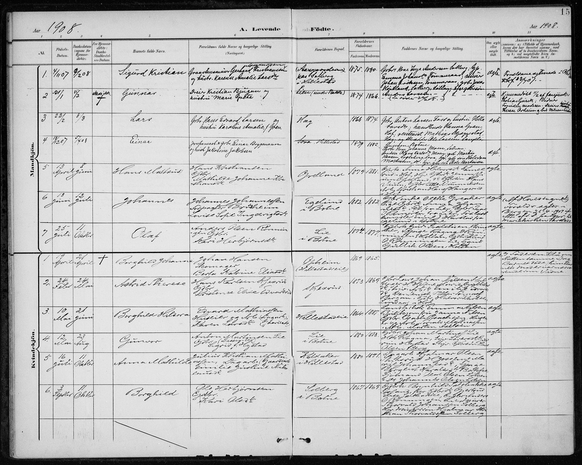 Botne kirkebøker, SAKO/A-340/F/Fb/L0002: Parish register (official) no. II 2, 1902-1915, p. 15