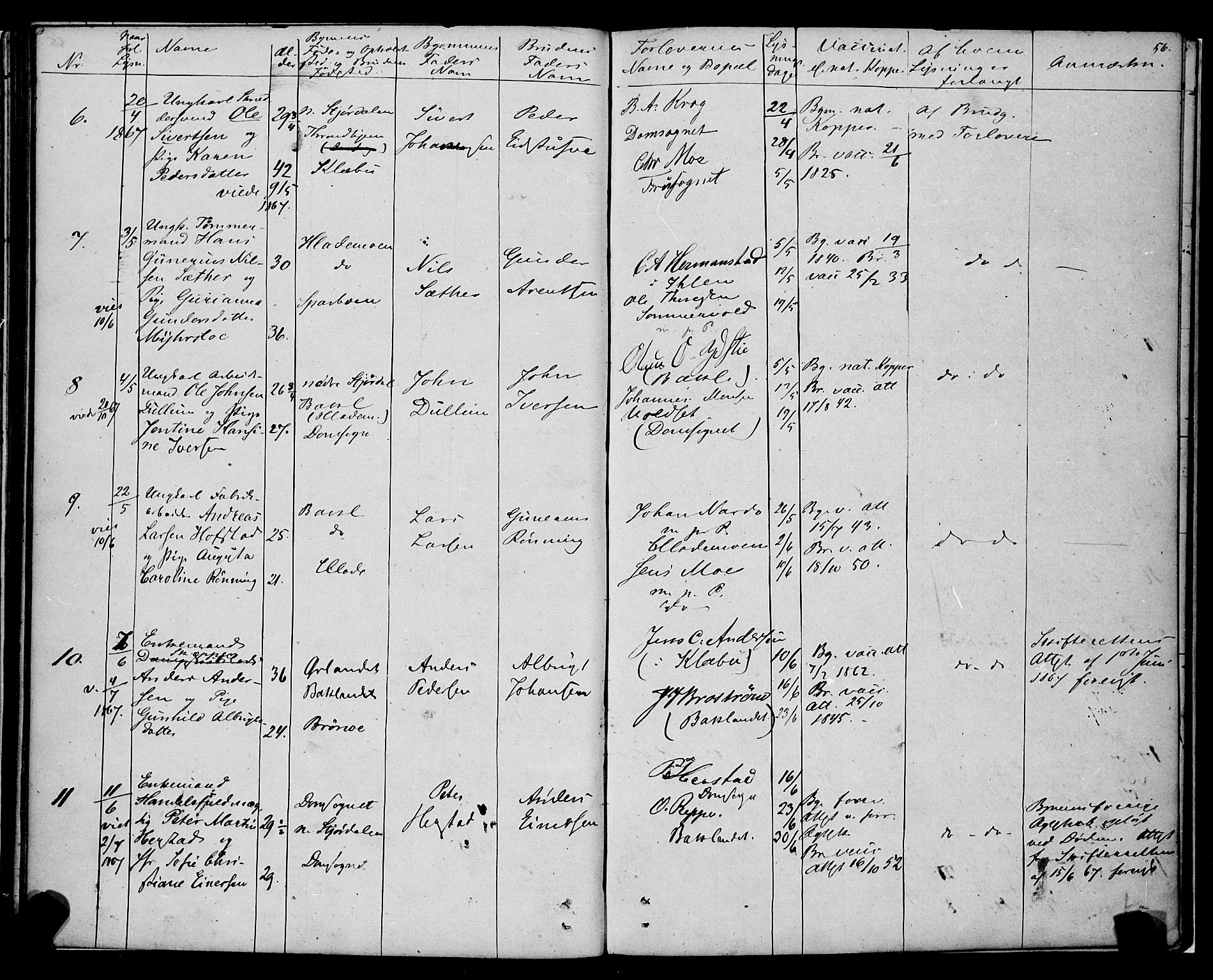 Ministerialprotokoller, klokkerbøker og fødselsregistre - Sør-Trøndelag, AV/SAT-A-1456/604/L0187: Parish register (official) no. 604A08, 1847-1878, p. 56