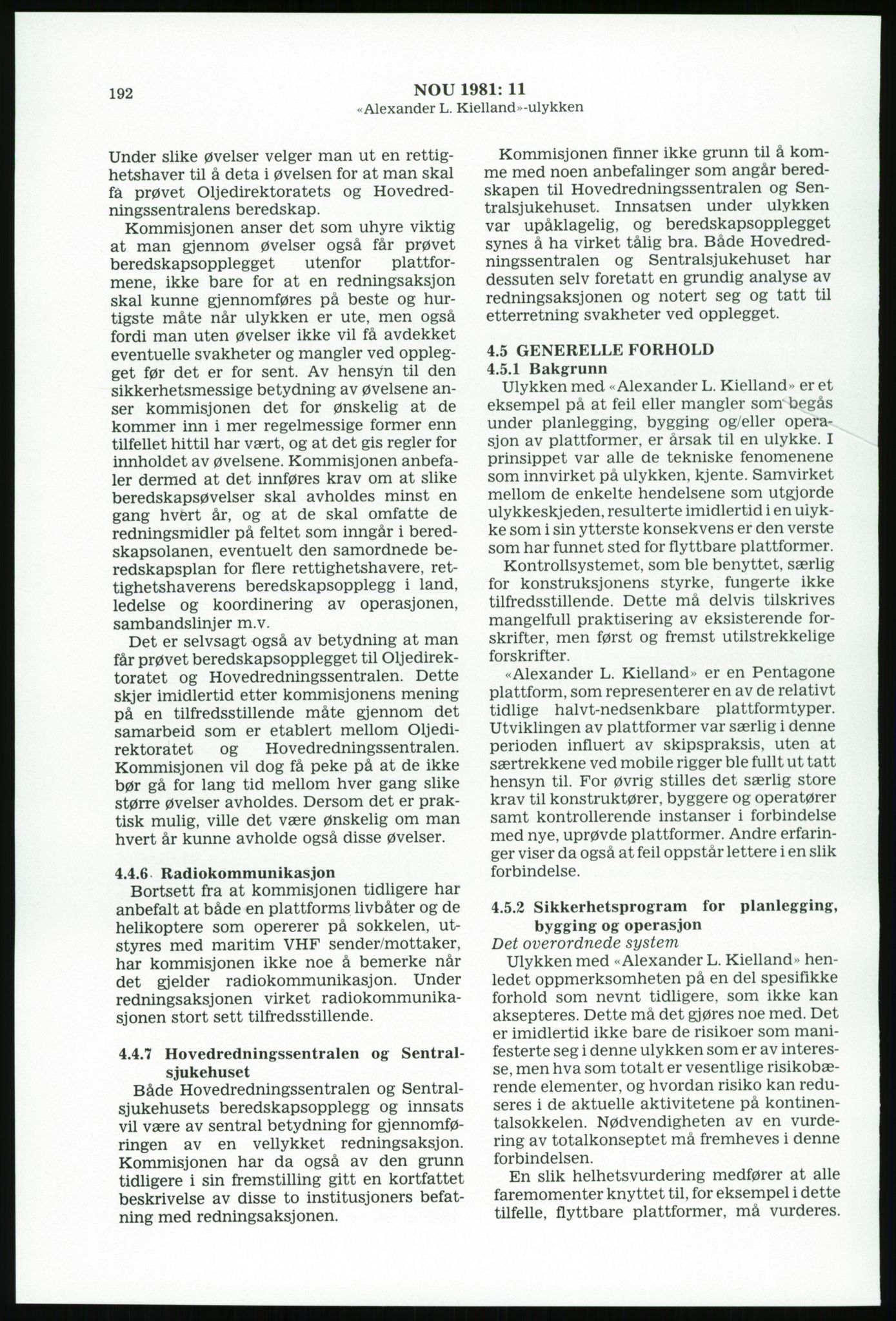 Justisdepartementet, Granskningskommisjonen ved Alexander Kielland-ulykken 27.3.1980, AV/RA-S-1165/D/L0003: 0001 NOU 1981:11 Alexander Kielland ulykken/0002 Korrespondanse/0003: Alexander L. Kielland: Operating manual, 1980-1981, p. 189