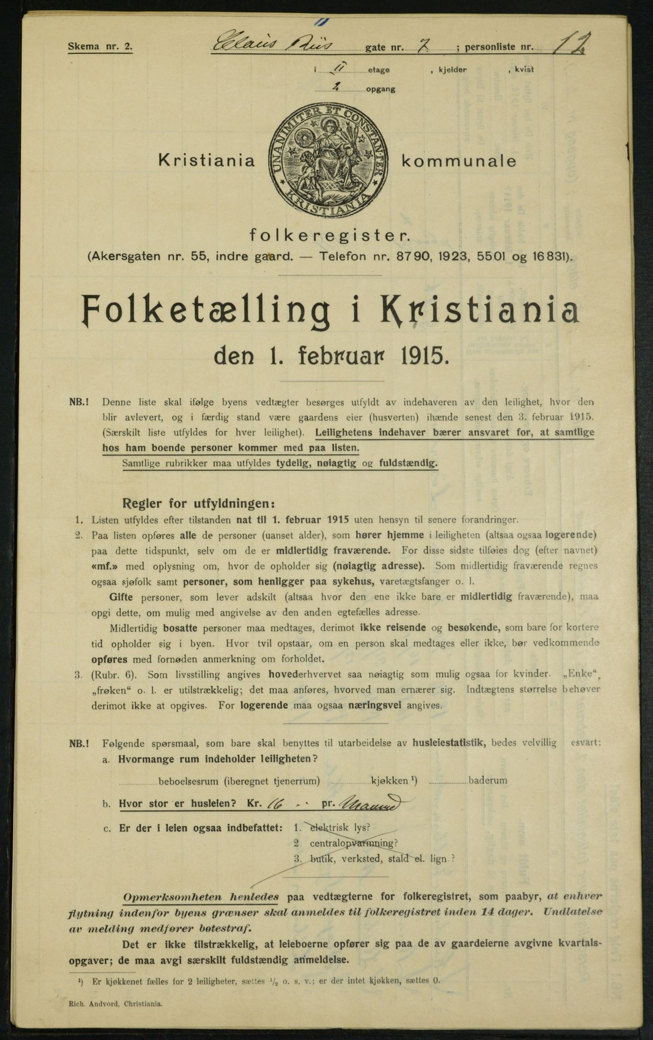 OBA, Municipal Census 1915 for Kristiania, 1915, p. 12758