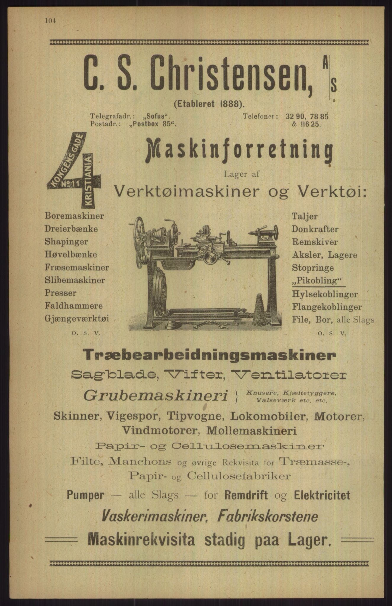 Kristiania/Oslo adressebok, PUBL/-, 1911, p. 104