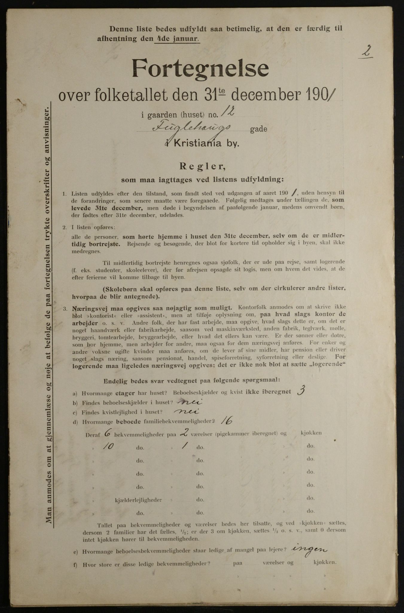 OBA, Municipal Census 1901 for Kristiania, 1901, p. 4560