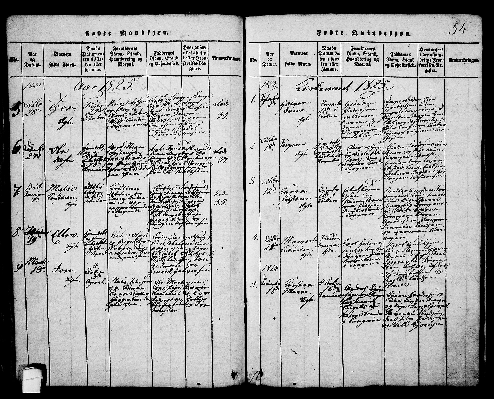 Kragerø kirkebøker, SAKO/A-278/G/Ga/L0002: Parish register (copy) no. 2, 1814-1831, p. 54