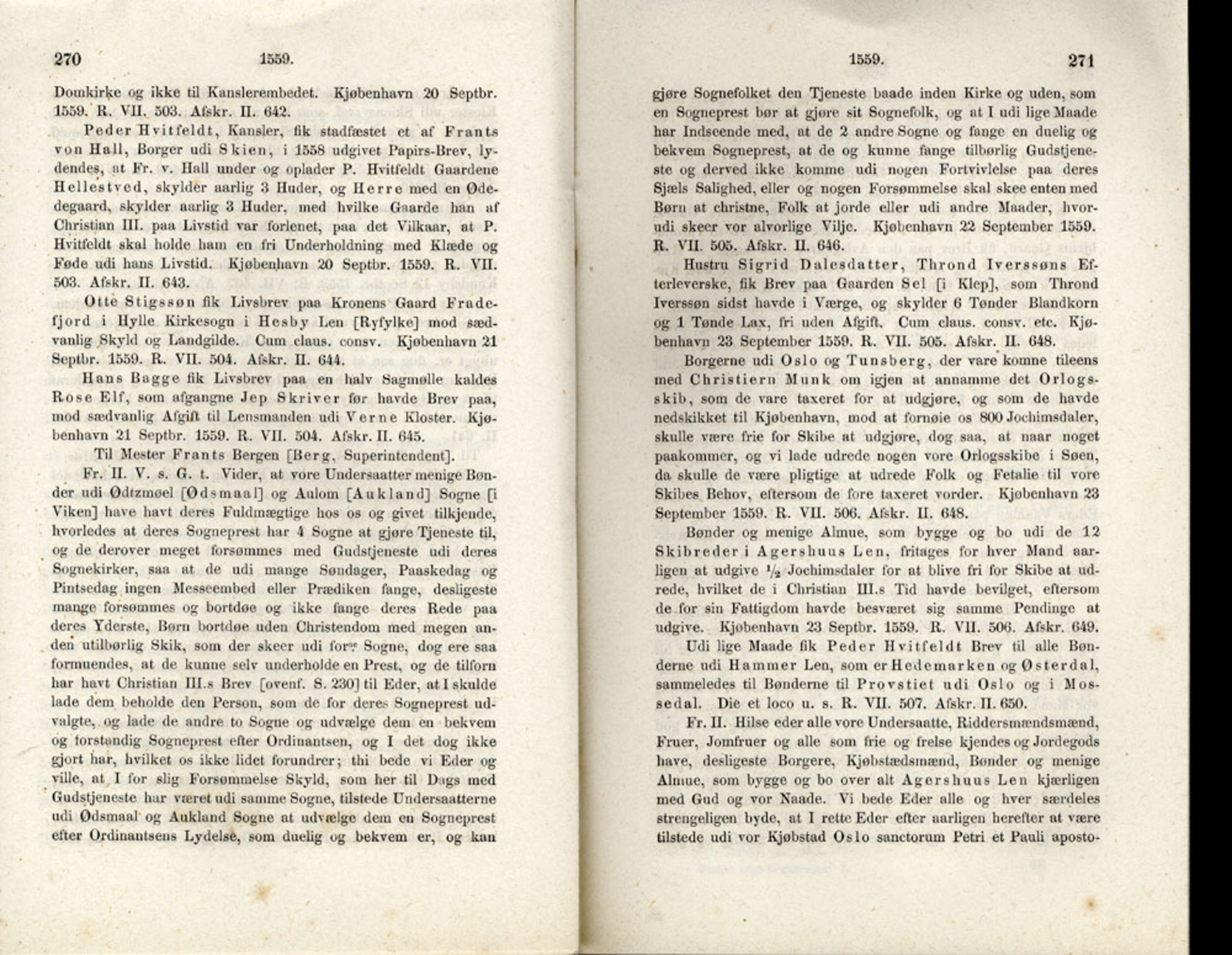 Publikasjoner utgitt av Det Norske Historiske Kildeskriftfond, PUBL/-/-/-: Norske Rigs-Registranter, bind 1, 1523-1571, p. 270-271