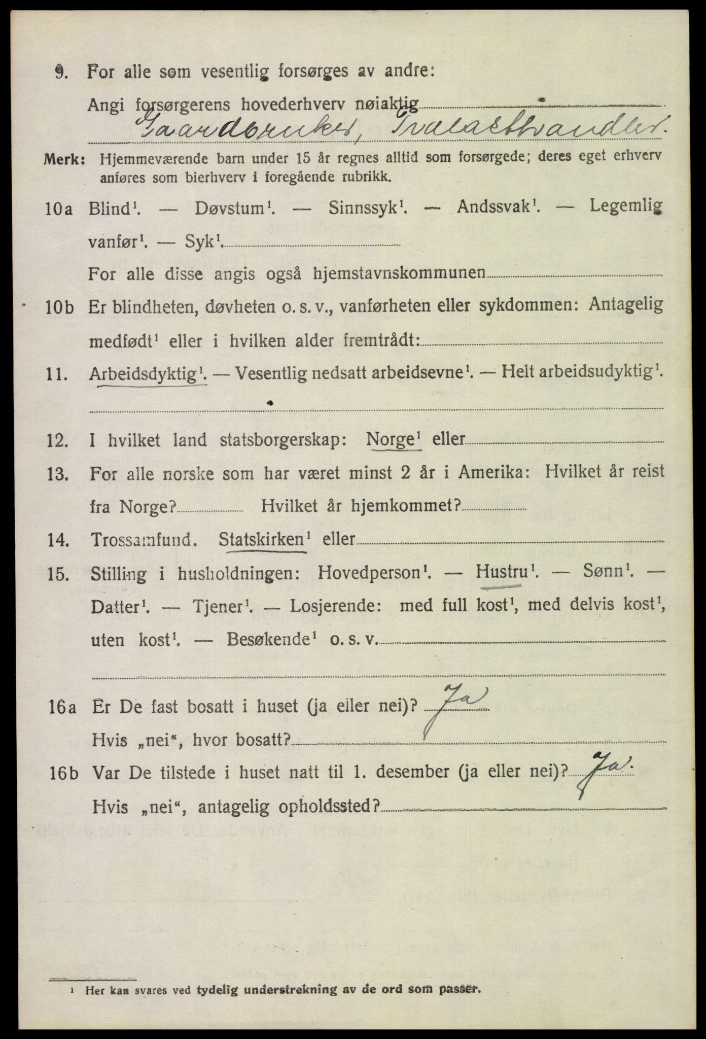 SAH, 1920 census for Vinger, 1920, p. 6965