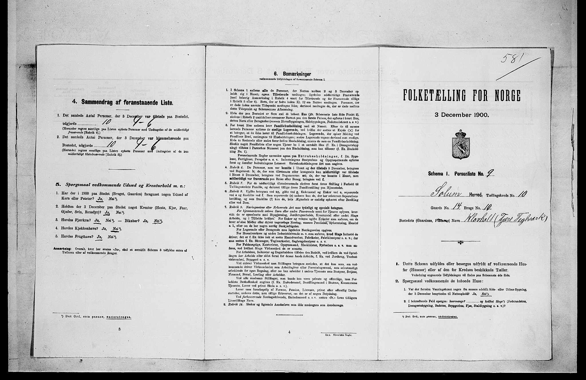 SAKO, 1900 census for Solum, 1900, p. 1660